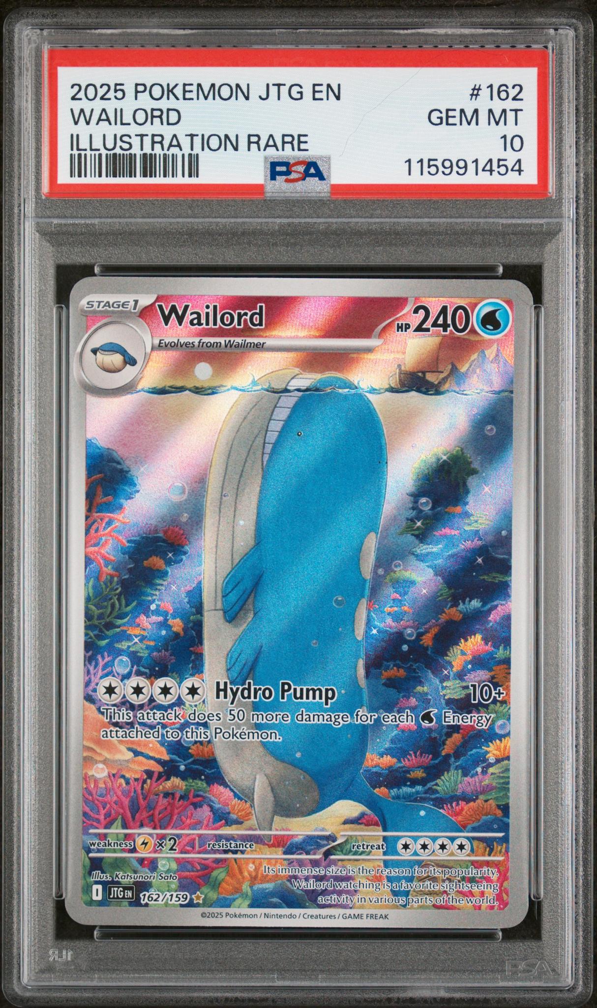 2025 Pokemon JTG EN Illustration Rare Wailord #162 PSA 10