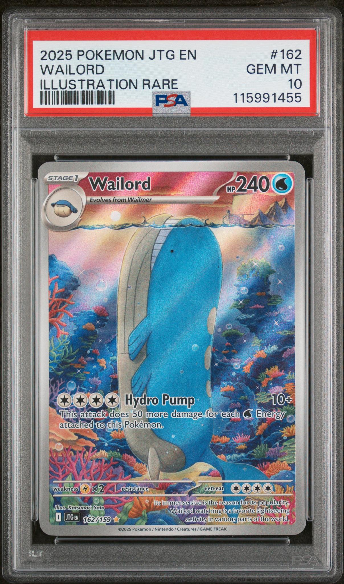 2025 Pokemon JTG EN Illustration Rare Wailord #162 PSA 10