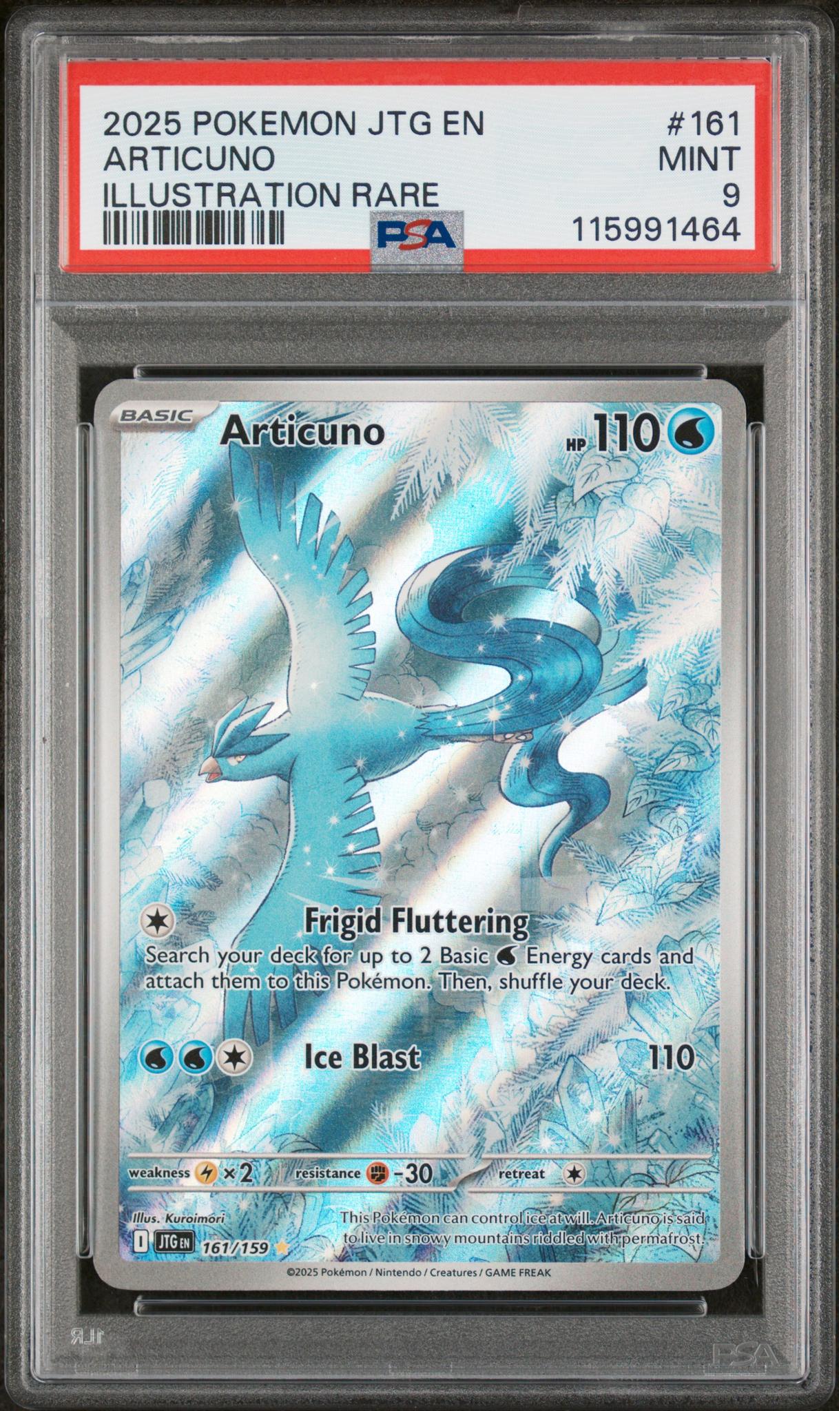 2025 Pokémon Illustration Rare Articuno #161/159 Holo PSA 9