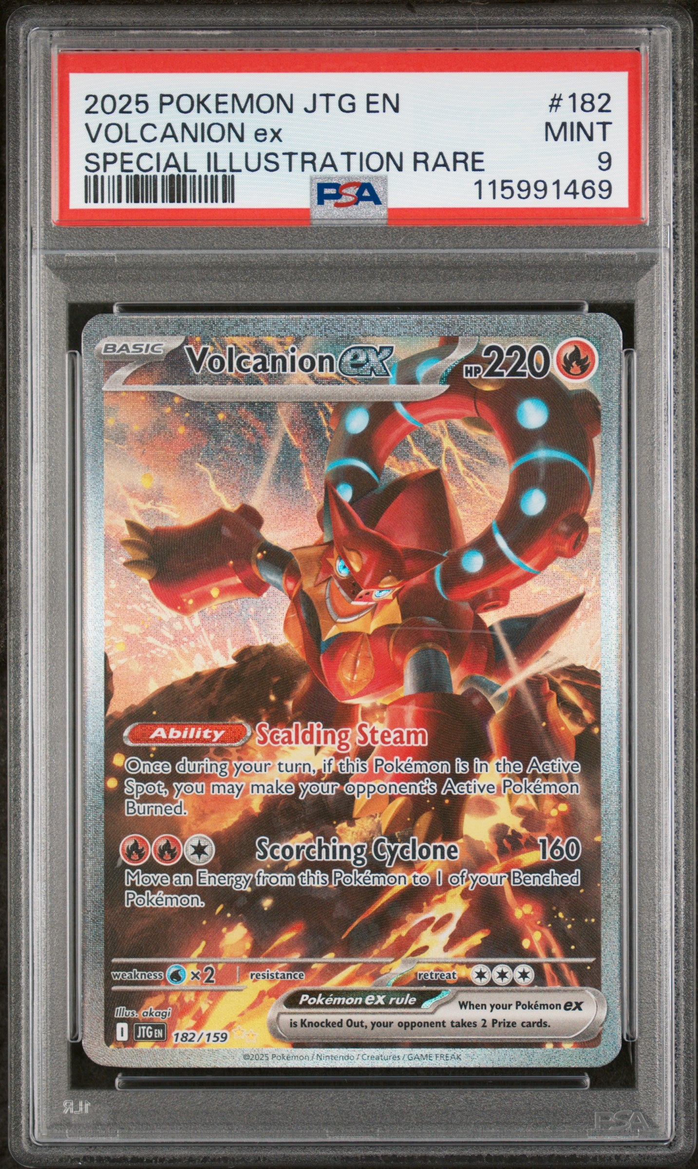 2025 Pokemon JTG EN #182/159 Volcanion Special Illustration Rare PSA 9