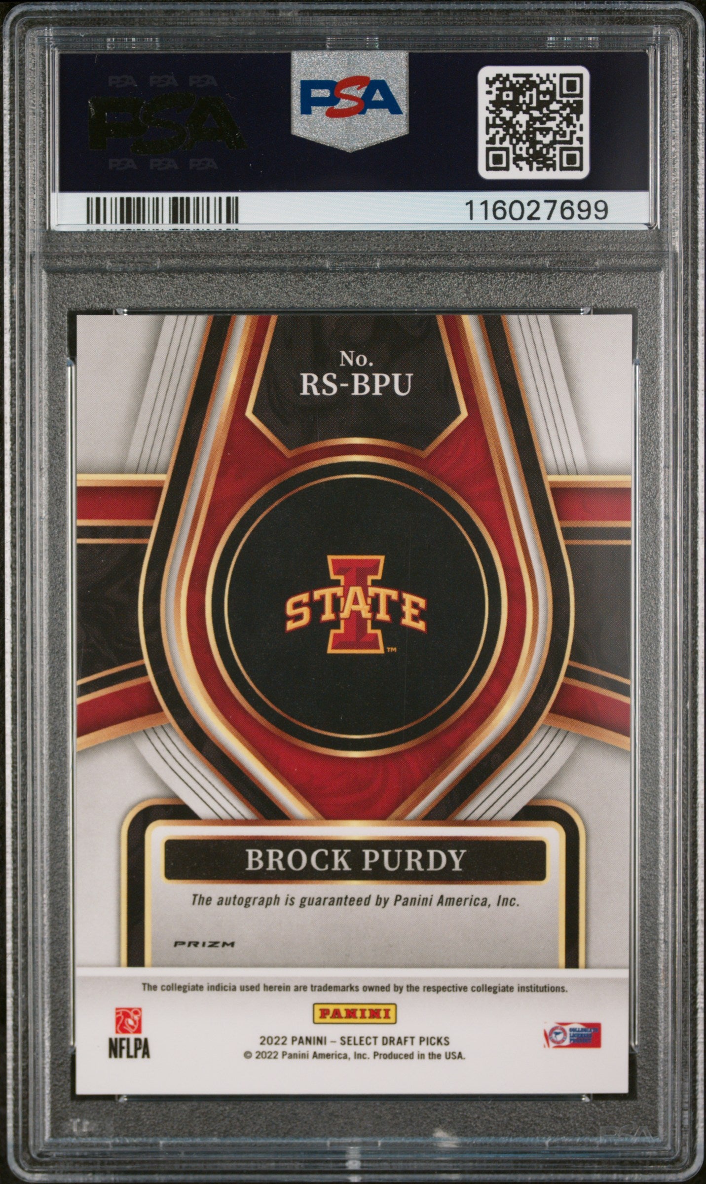 2022 Select #RS-BPU Brock Purdy Rookie Sig PSA 9