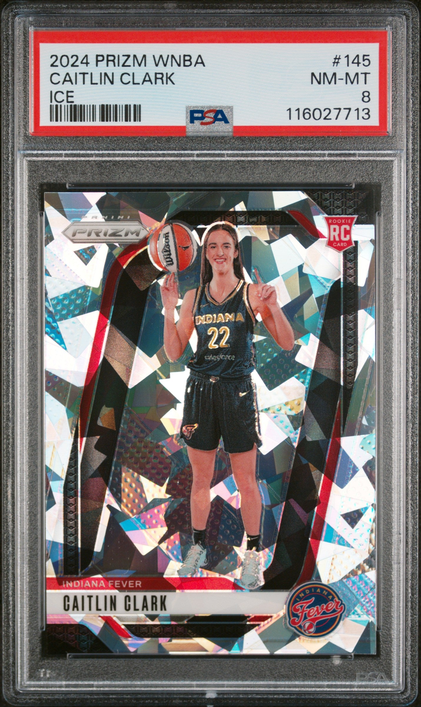 2024 Panini Prizm WNBA Ice Prizm Caitlin Clark #145 PSA 8
