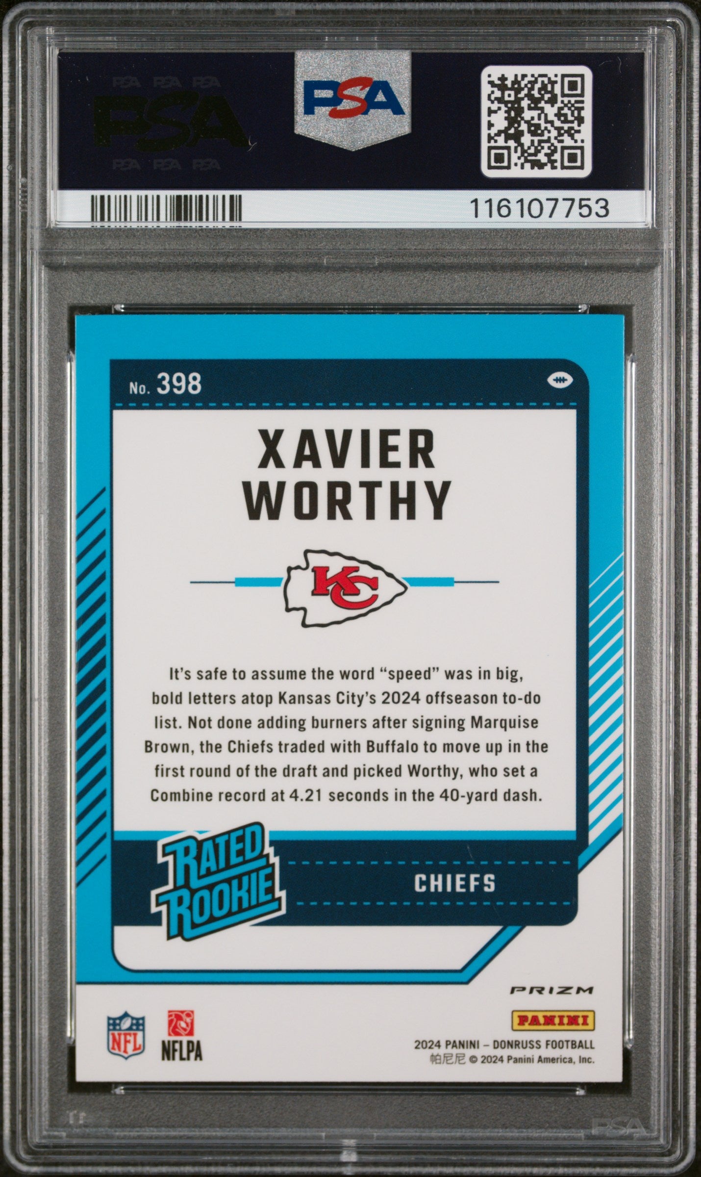 2024 Panini Donruss Optic Preview Red Wave Xavier Worthy #398 RC PSA 10