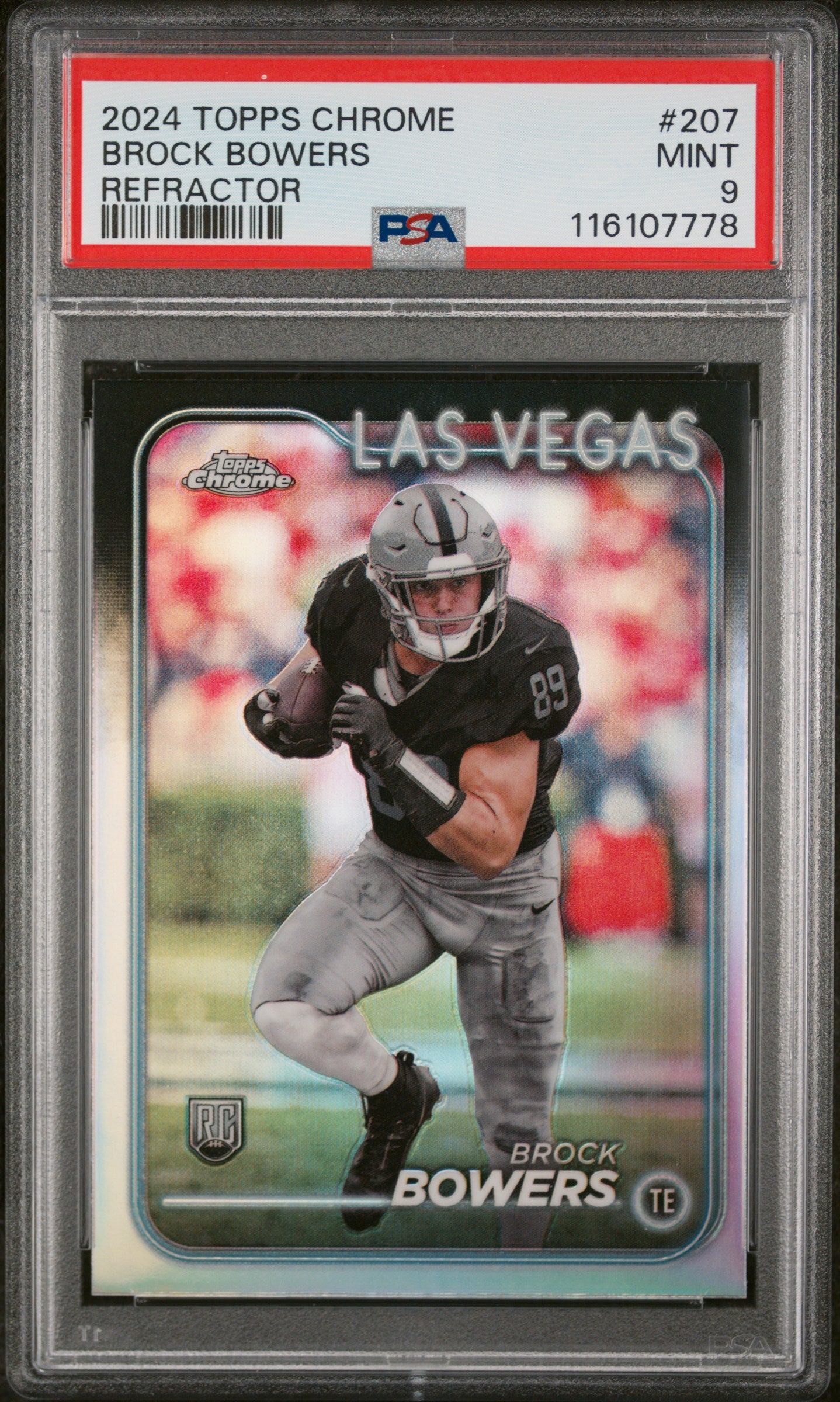 2024 Topps Chrome Refractor Brock Bowers #207 RC PSA 9