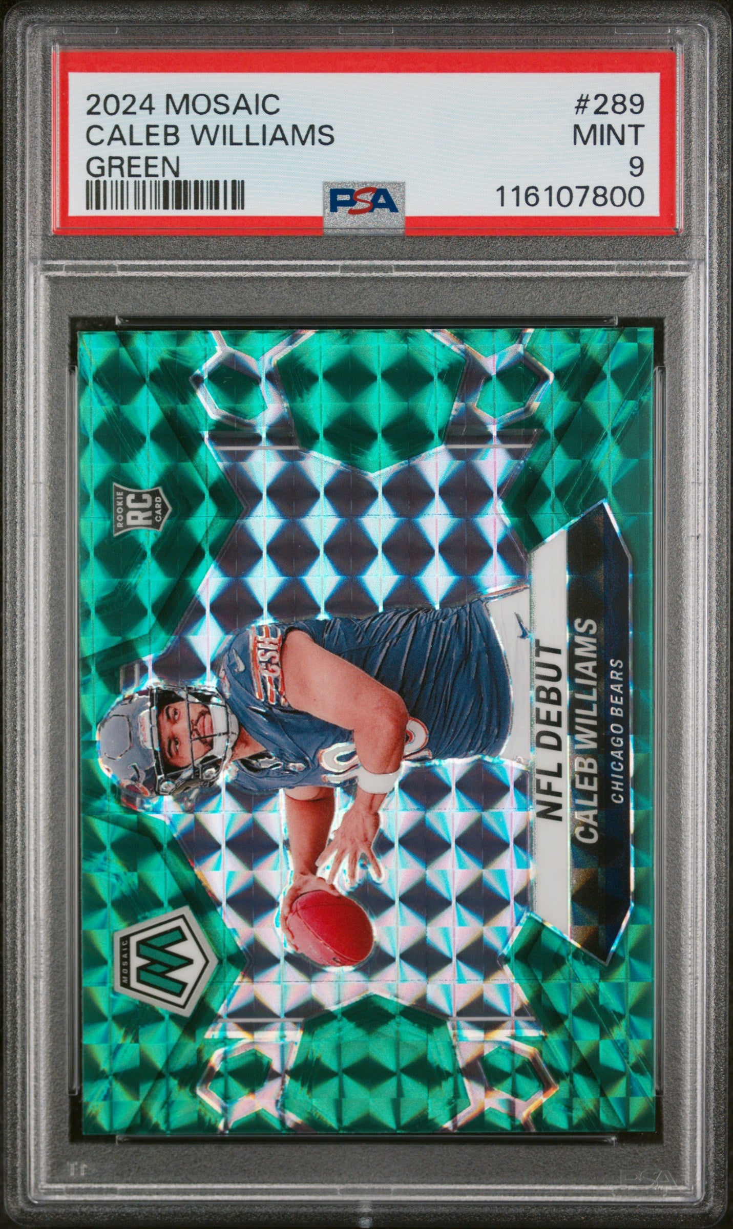 2024 Panini Mosaic NFL Debut Green Caleb Williams #289 RC PSA 9