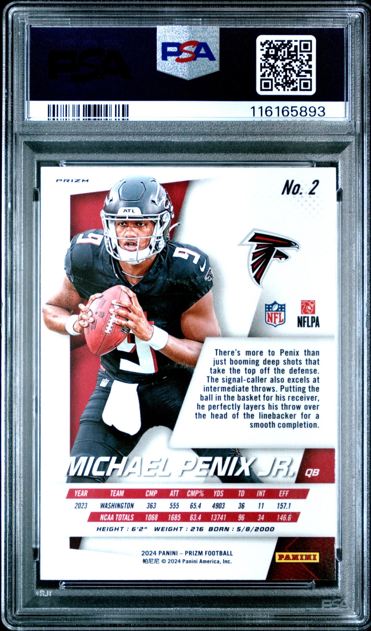 2024 Panini Prizm Flashback Rookie No Huddle Michael Penix Jr. #2 RC PSA 9