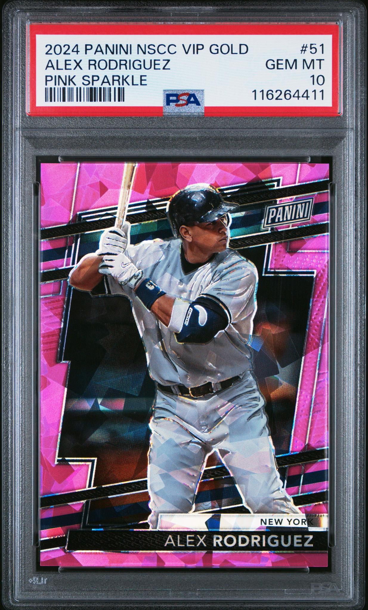 2024 Panini NSCC VIP Gold Pink Sparkle Alex Rodriguez #51 /88 PSA 10