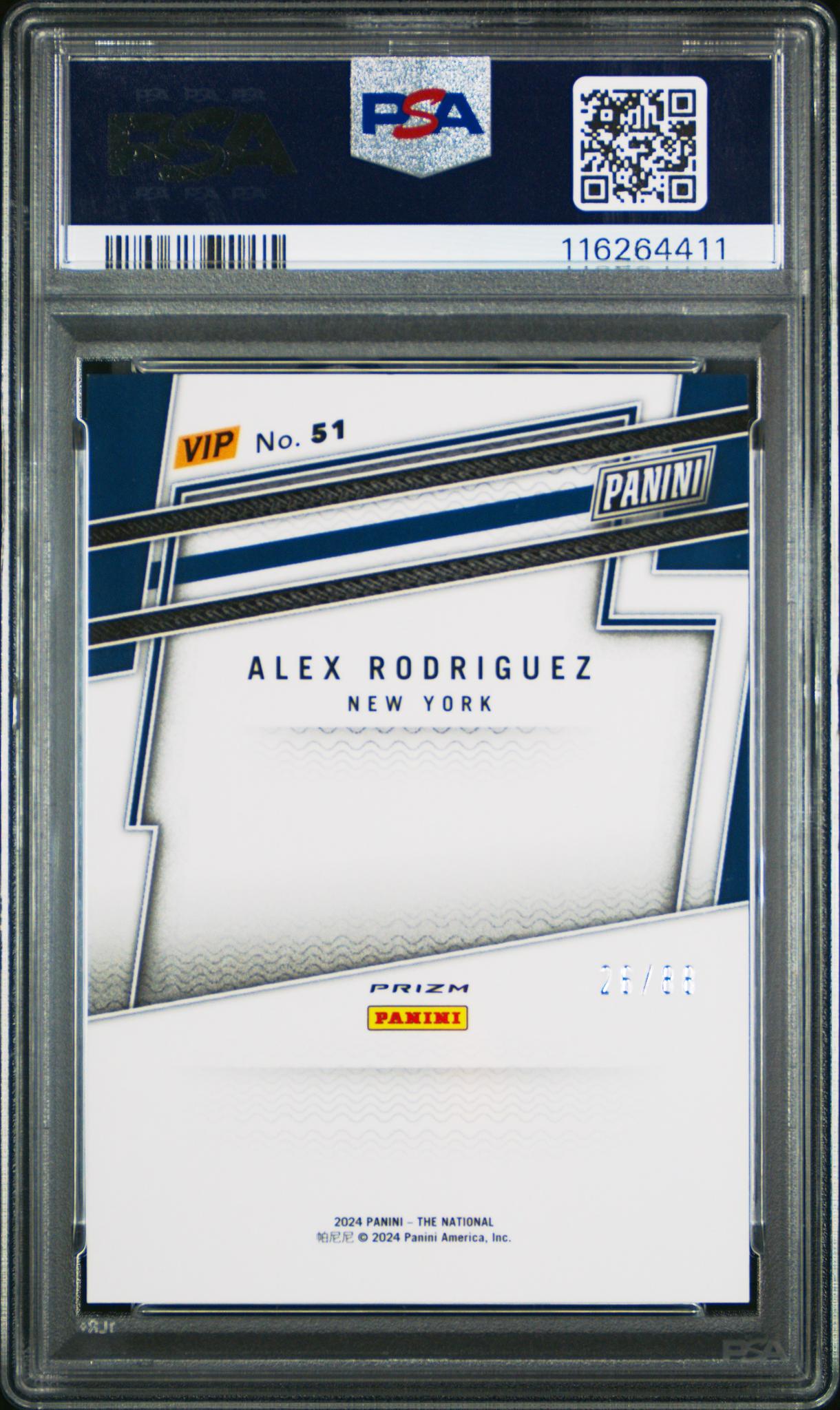2024 Panini NSCC VIP Gold Pink Sparkle Alex Rodriguez #51 /88 PSA 10