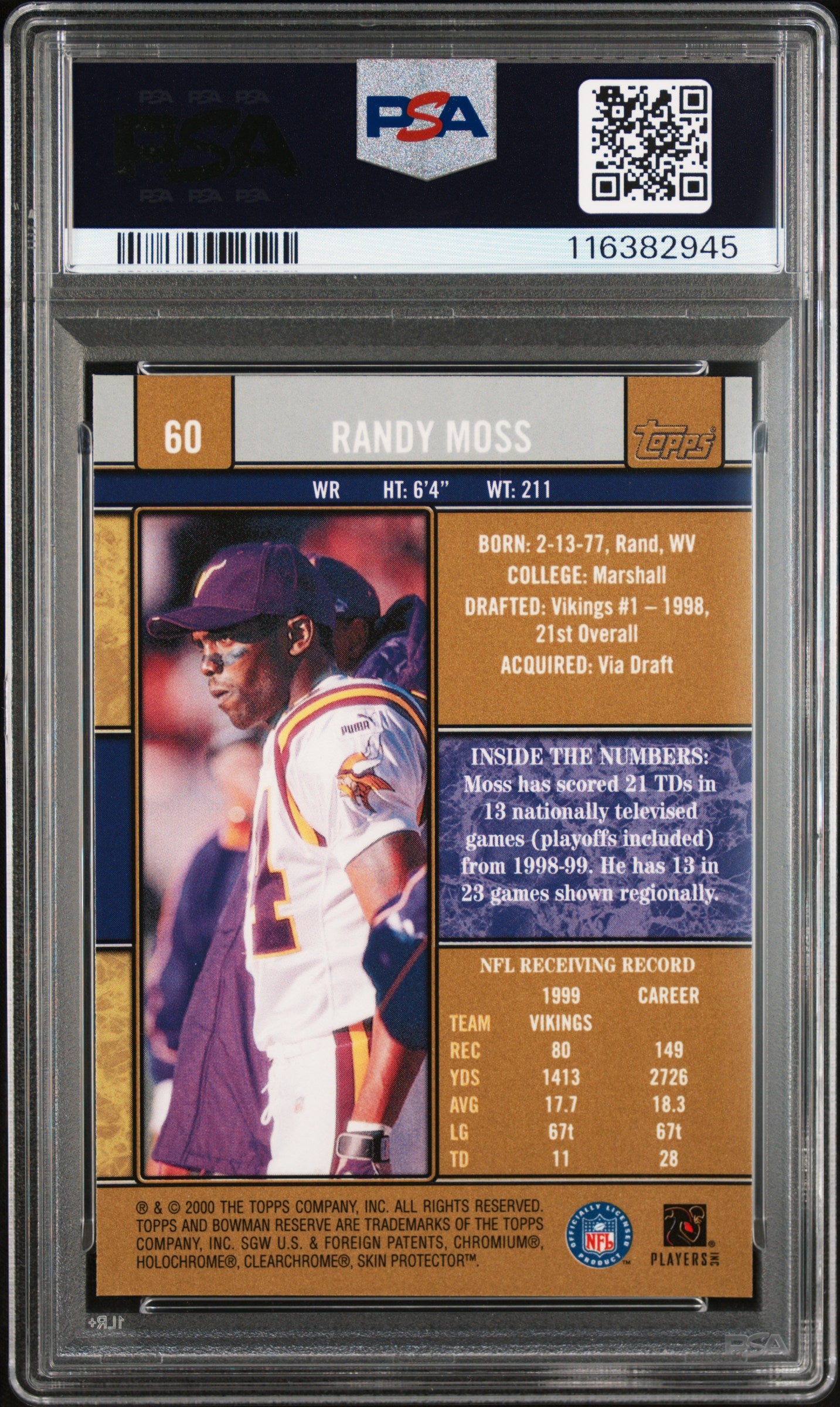 2000 Bowman Reserve Randy Moss #60 PSA 10