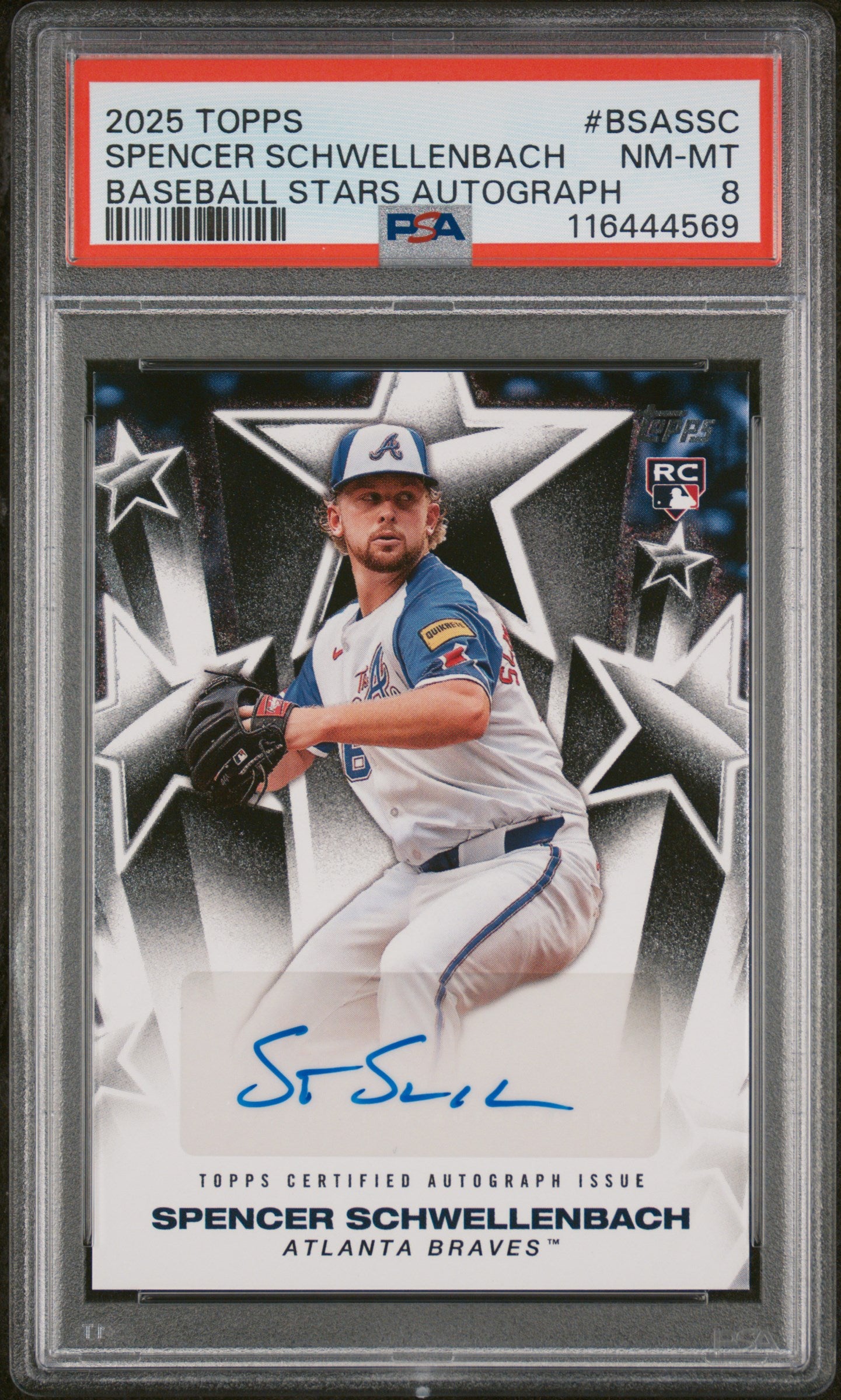 2025 Topps #BSA-SSC Spencer Schwellenbach Baseball Stars Autograph Auto PSA 8