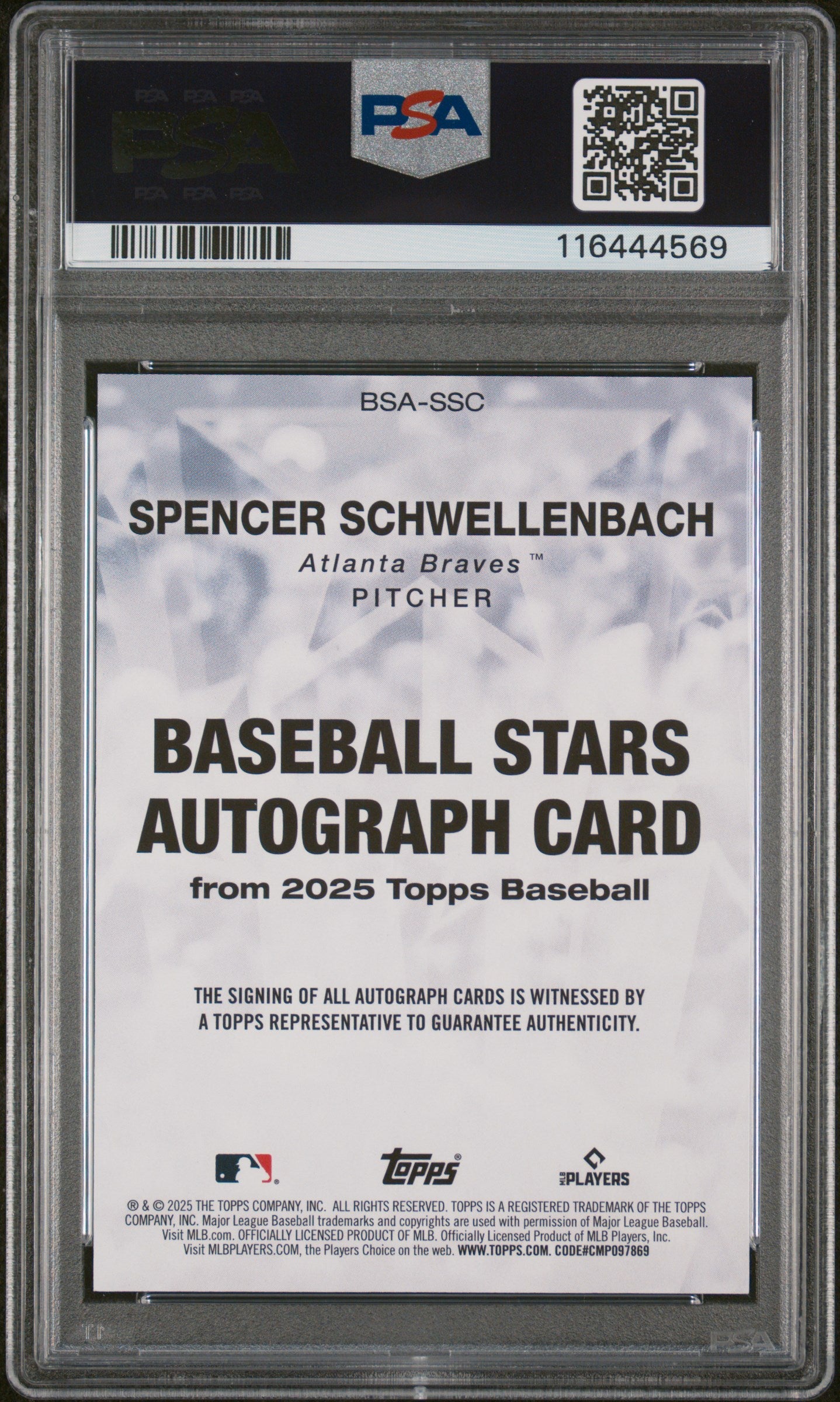 2025 Topps #BSA-SSC Spencer Schwellenbach Baseball Stars Autograph Auto PSA 8