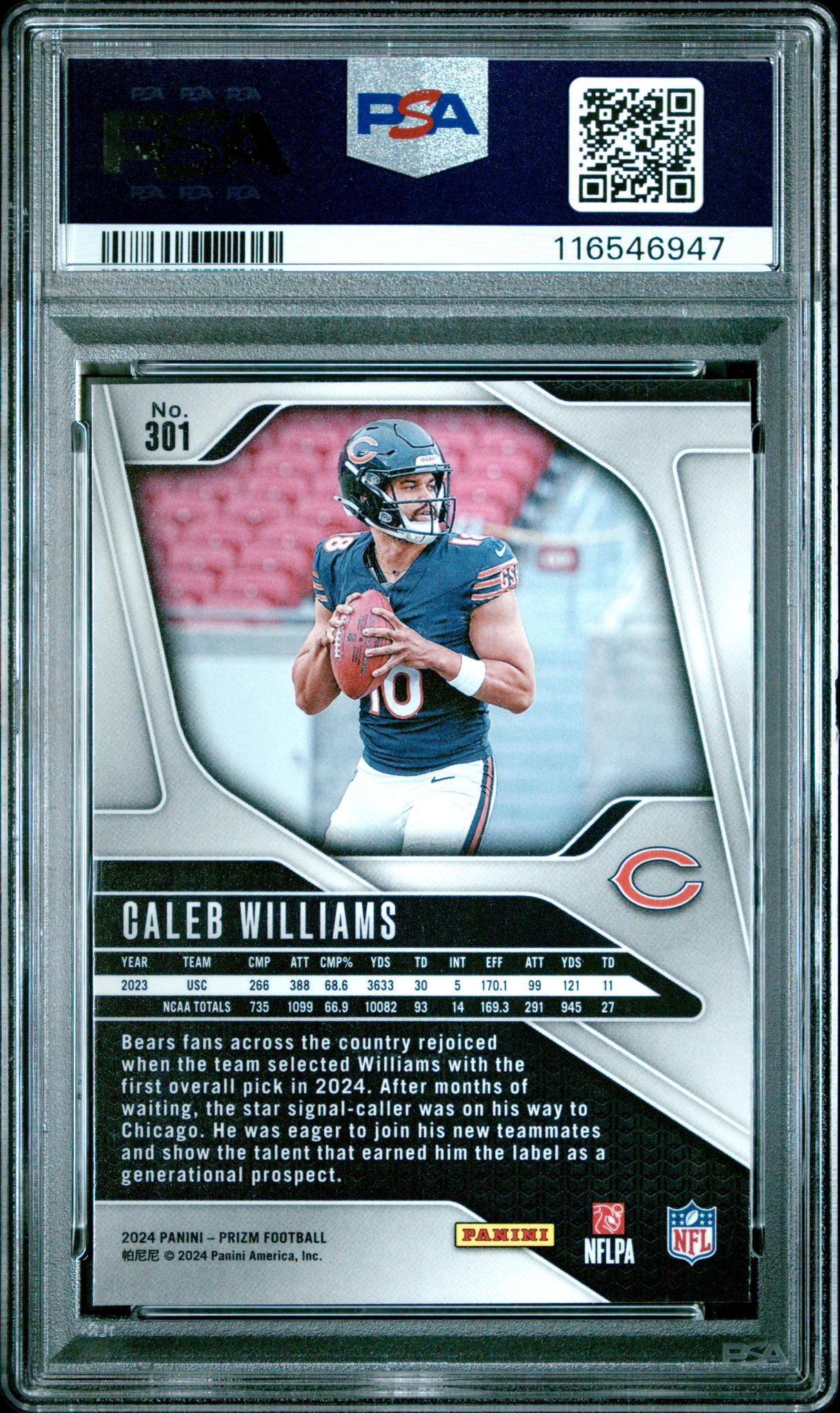 2024 Panini Prizm Caleb Williams #301 PSA 9