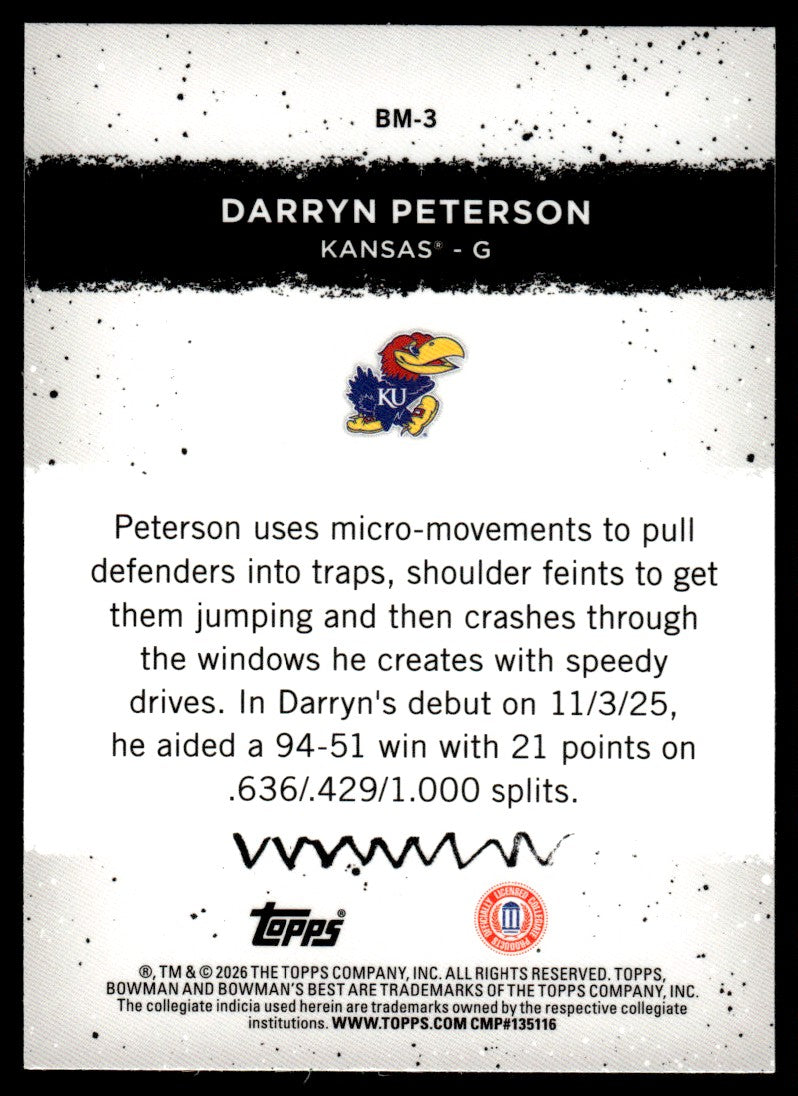 2026 Bowman U Best Masterpieces #BM-3 Darryn Peterson /99