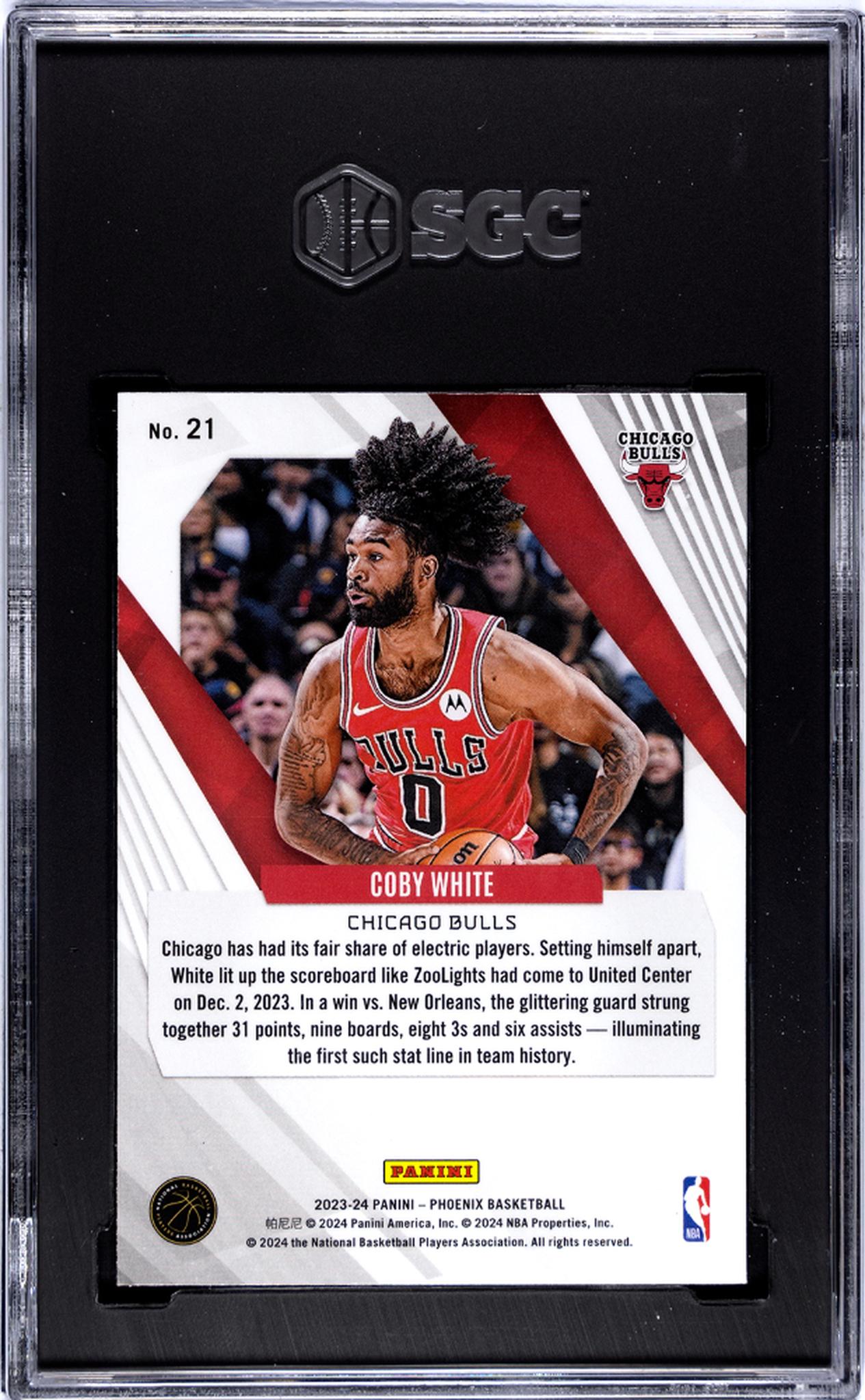 2023-24 Panini Phoenix #21 Coby White Blue Ice SGC 10