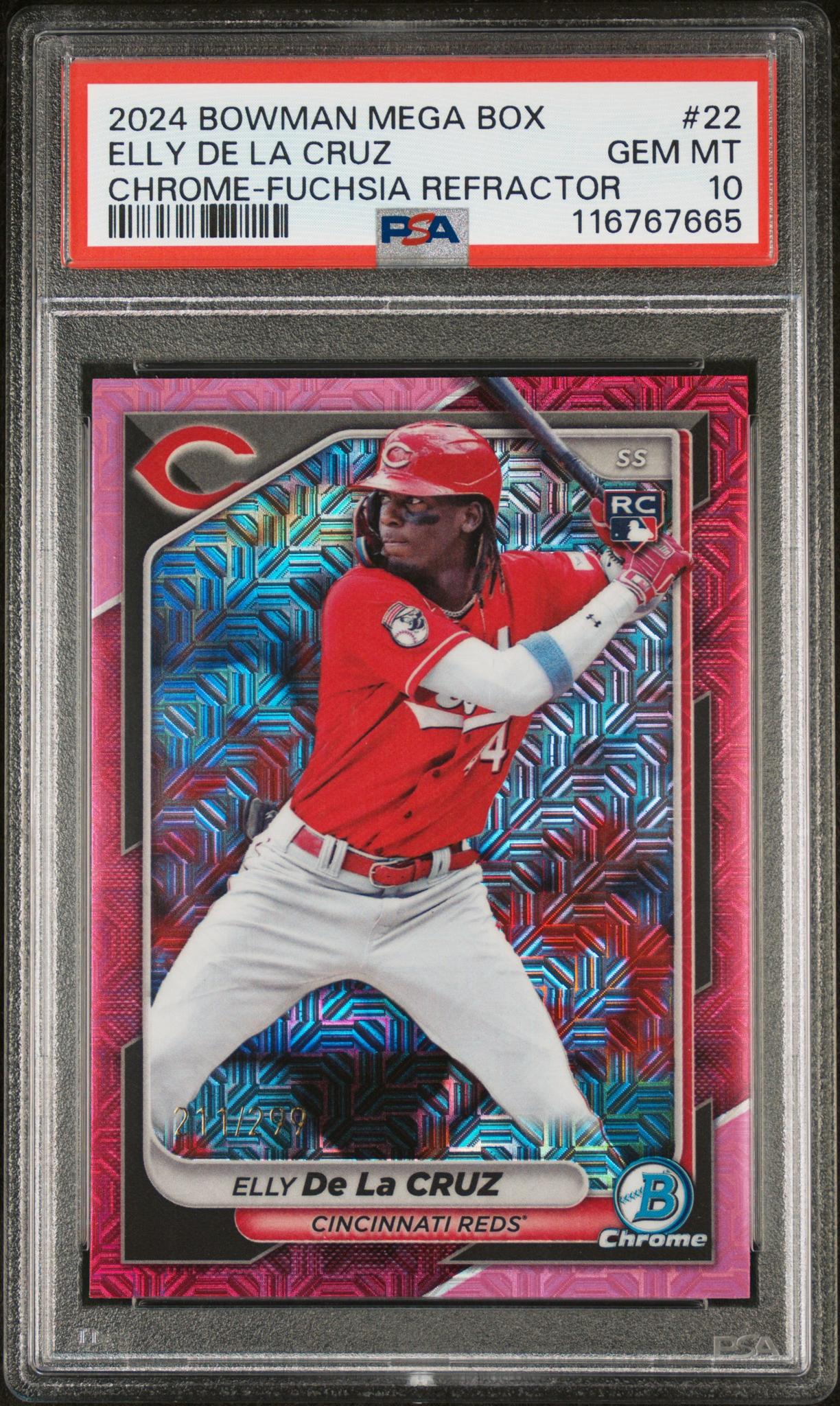 2024 Bowman Mega Box Chrome Fuchsia Elly De La Cruz #22 /199 PSA 10