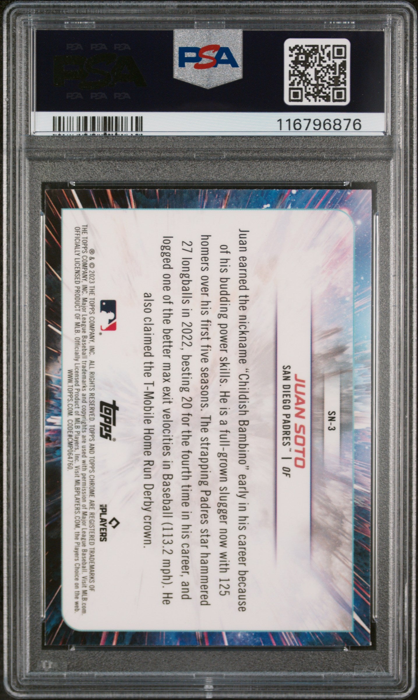 2023 Topps Cosmic Chrome Supernova Juan Soto #SN3 PSA 10