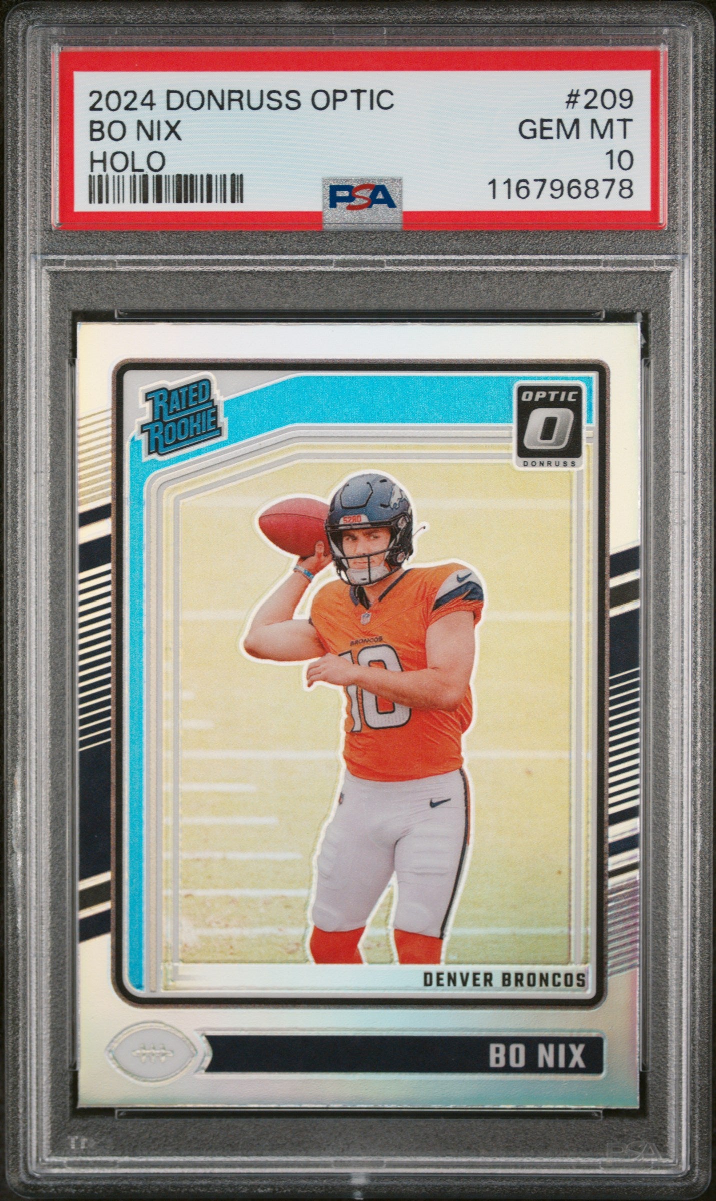 2024 Panini Donruss Optic Holo Bo Nix #209 RC PSA 10