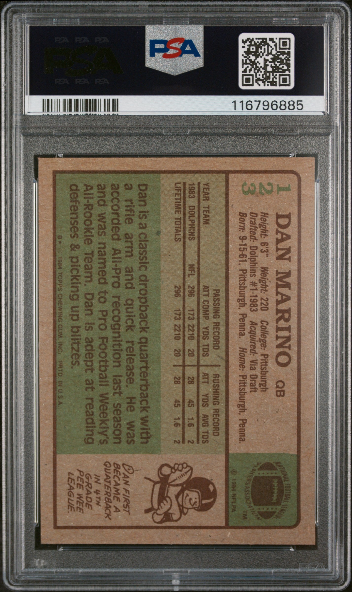 1984 Topps Dan Marino #123 RC PSA 9