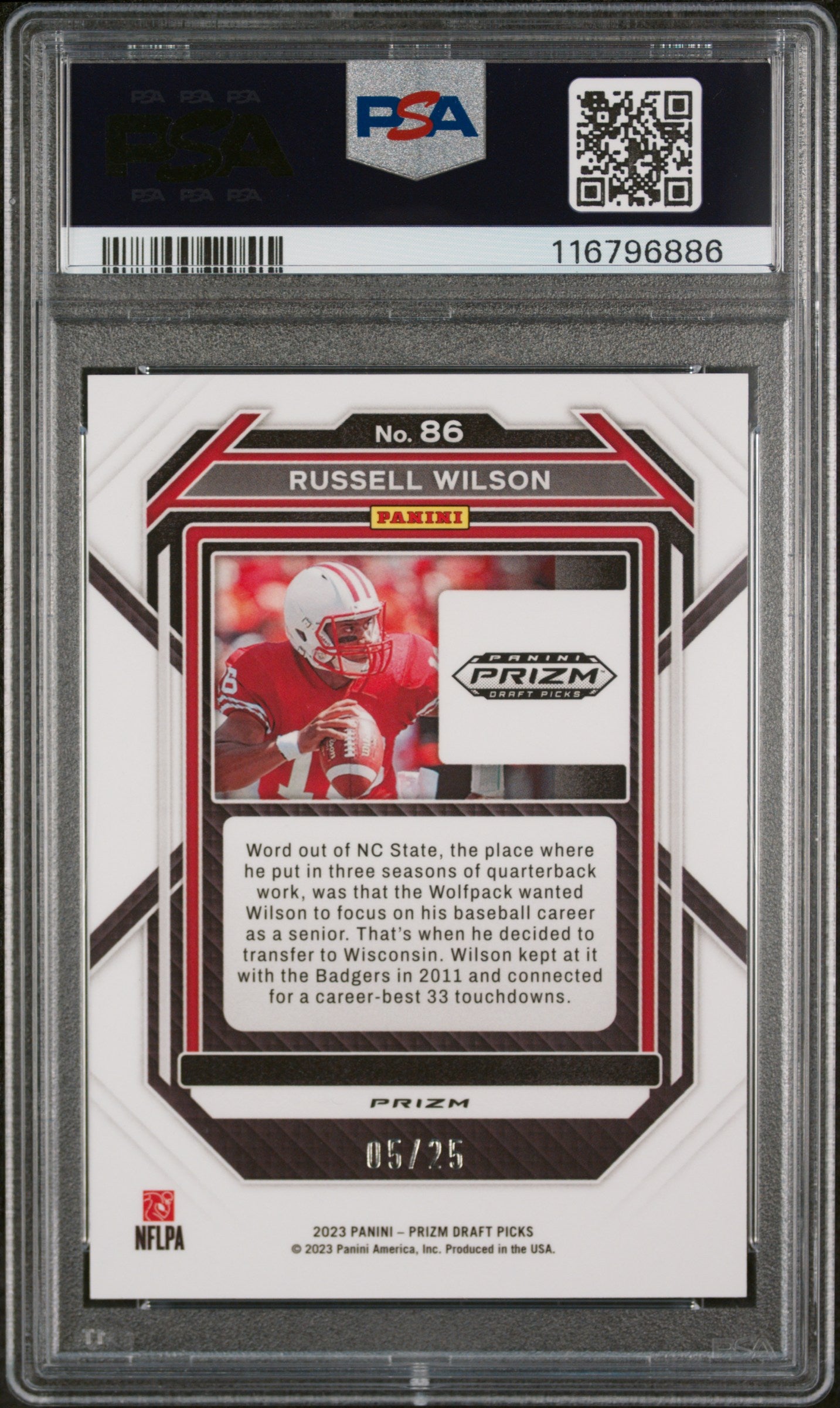 2023 Panini Prizm Draft Picks Mojo Prizm Russell Wilson #86 /25 PSA 10