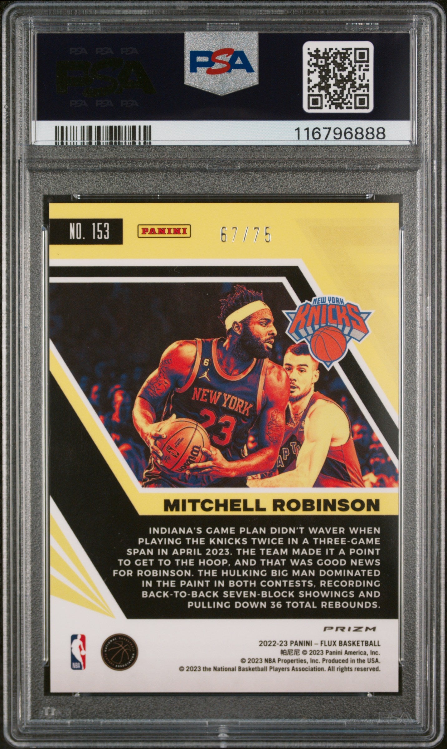 2022 Panini Flux Supernova Mitchell Robinson #153 /75 PSA 10