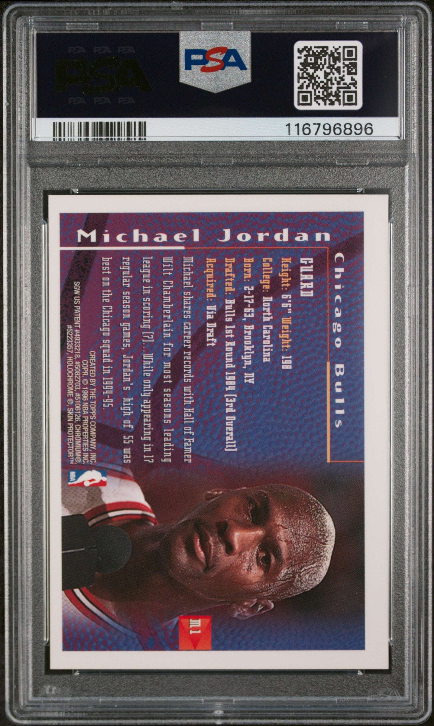 1995 Topps Finest Mystery Borderless Michael Jordan #M1 PSA 7