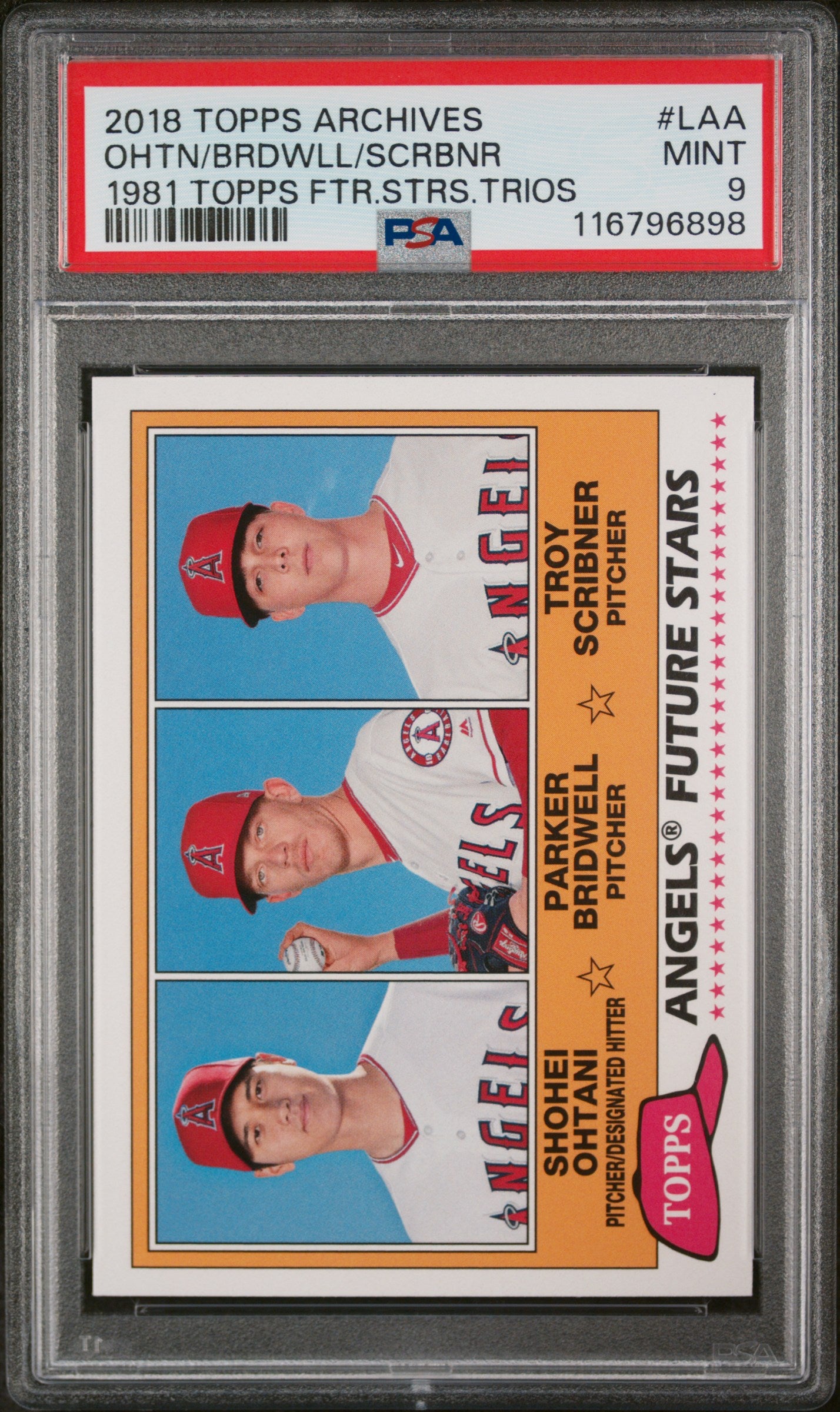 2018 Topps Archives 1981 Topps Future Stars Trios Shohei Ohtani #FS-LAA PSA 9