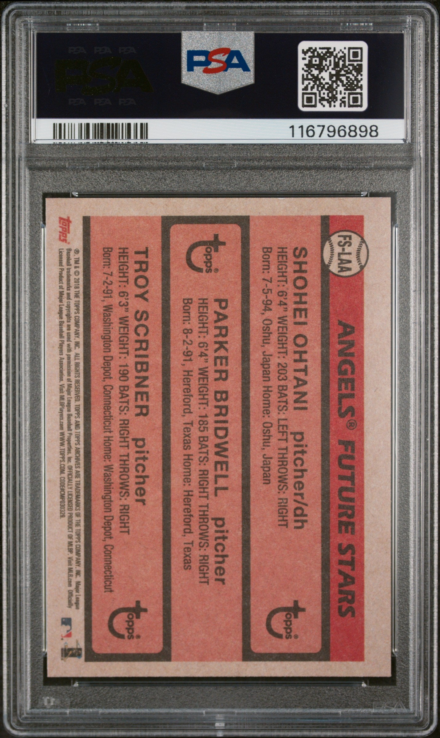 2018 Topps Archives 1981 Topps Future Stars Trios Shohei Ohtani #FS-LAA PSA 9