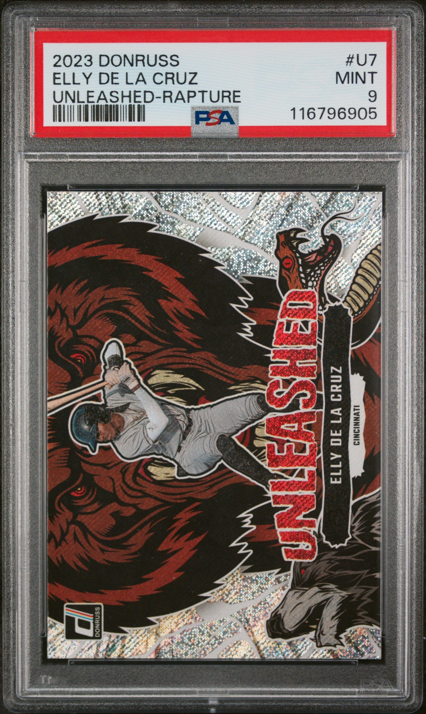 2023 Panini Donruss Unleashed Rapture Elly De La Cruz #U7 PSA 9