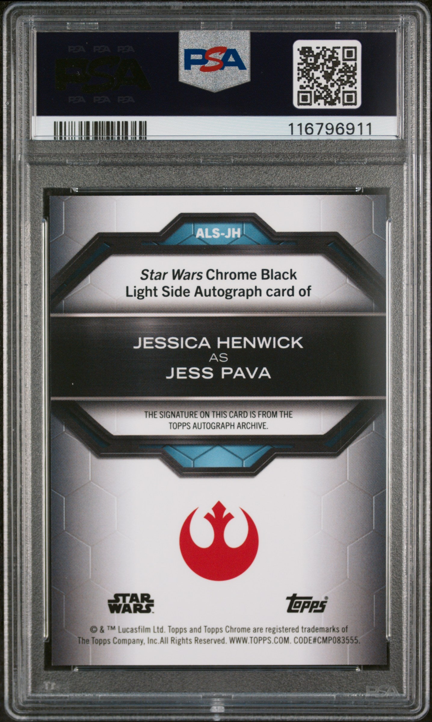 2024 Chrome Black #JH Jess Pava Light Side Autograph /99 Auto PSA 10