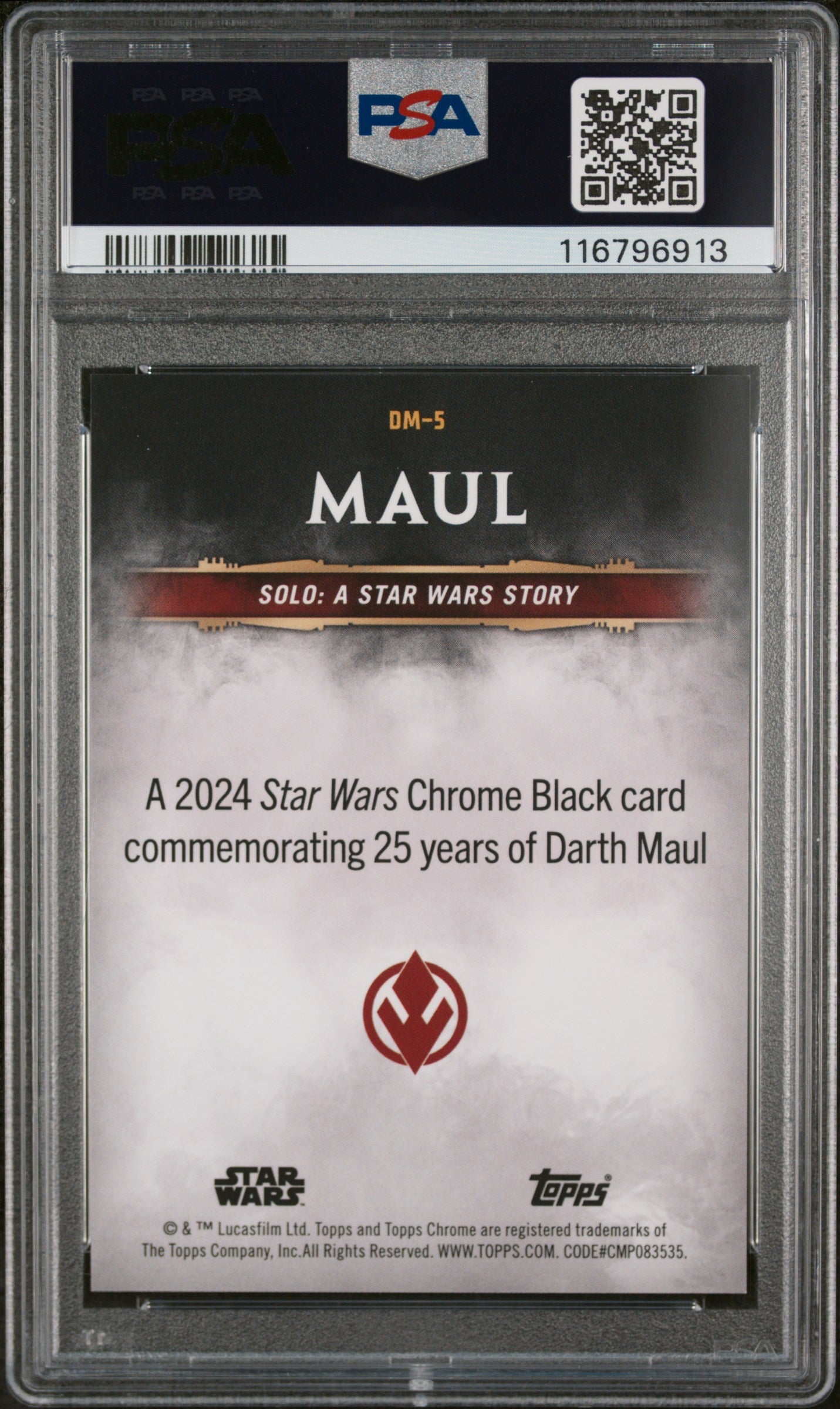 2024 Topps Chrome Black #DM-5 Darth Maul 25 Years of Maul /25 PSA 10