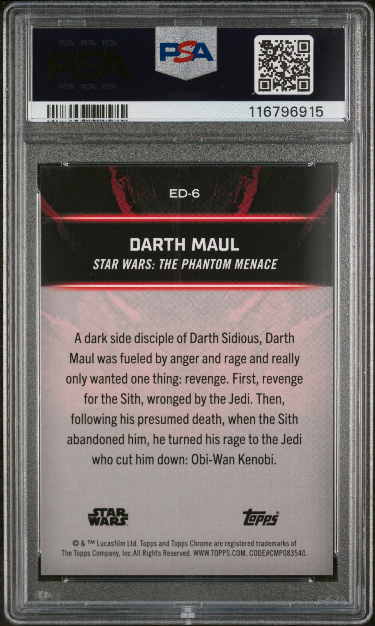 2024 Topps Star Wars Chrome Black Embrace the Dark Side Darth Maul #ED-6 PSA 10