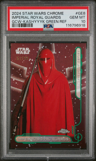 2024 Topps Chrome Star Wars Imperial Royal Guards #GE8 Kashyyyk Green Ref /99 PSA 10