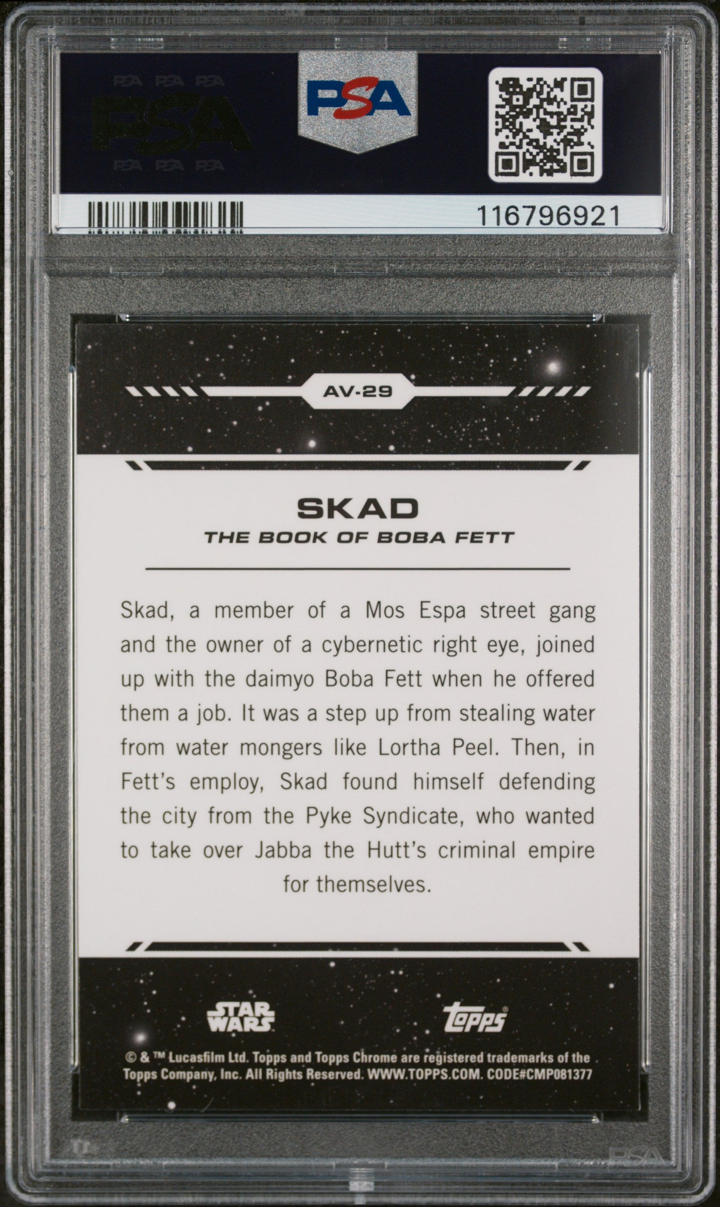 2024 Topps Star Wars Chrome Aurebesh Var Gold Refractor Skad #AV-29 /50 PSA 10