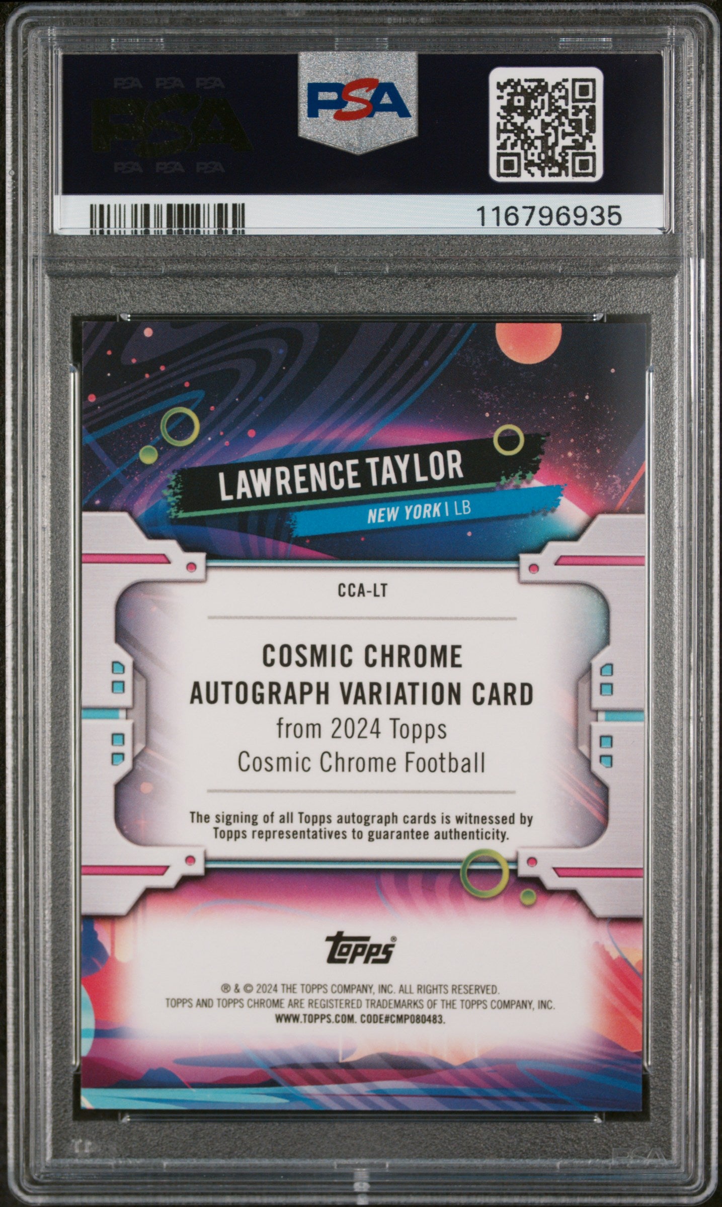 2024 Topps Cosmic Chrome Red Flare Lawrence Taylor #CCA-LT Auto 1/5 PSA 10