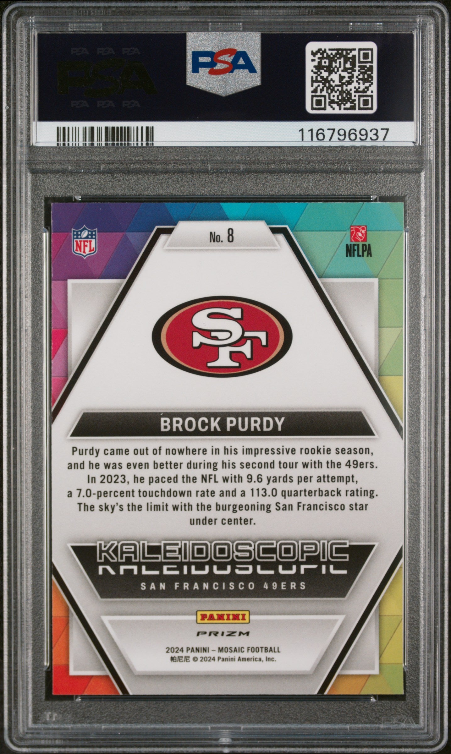 2024 Mosaic Kaleidoscopic Brock Purdy #8 PSA 10