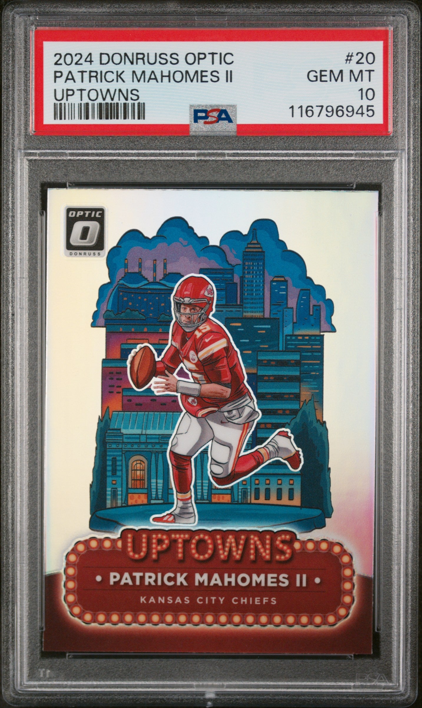 2024 Panini Donruss Optic Uptowns Patrick Mahomes II #20 PSA 10