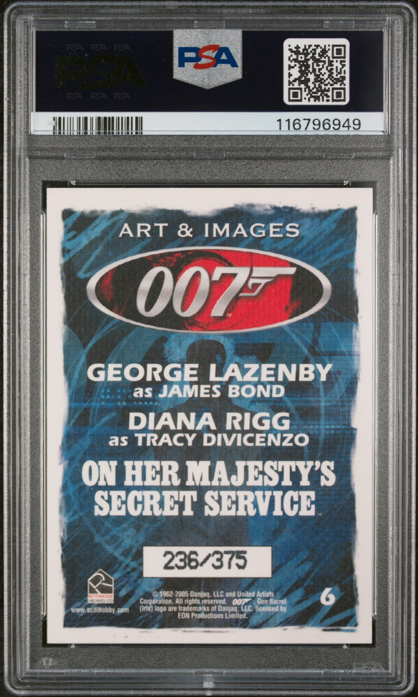 2006 Liaisons Art & Images #6 James Bond & Tracy DiVicenzo /375 PSA 10