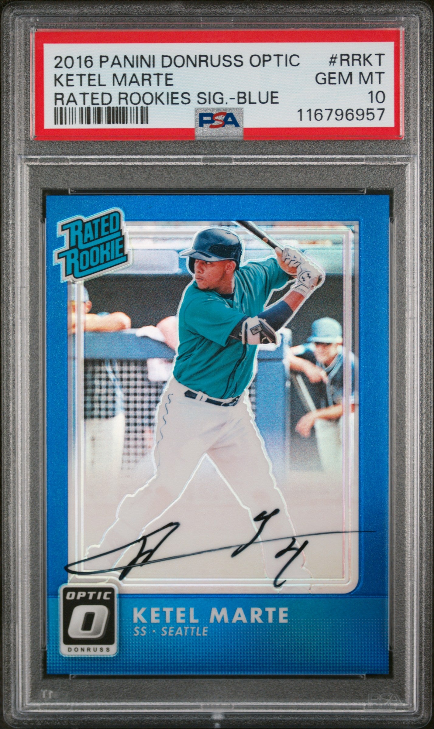 2016 Donruss Optic #RR-KT Ketel Marte Rated Rookies Sig.-Blue /75 PSA 10