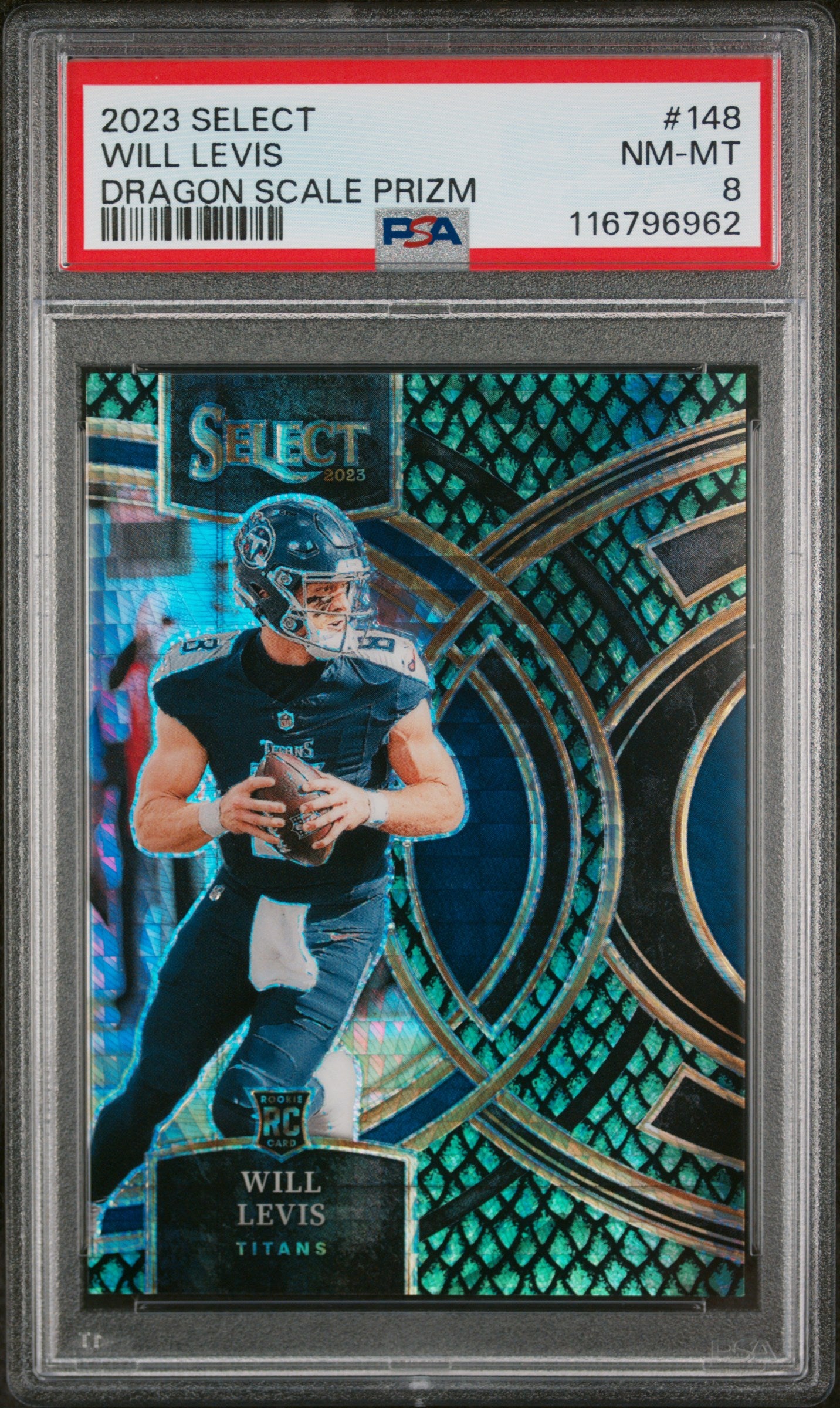 2023 Select #148 Will Levis Dragon Scale Prizm /70 PSA 8