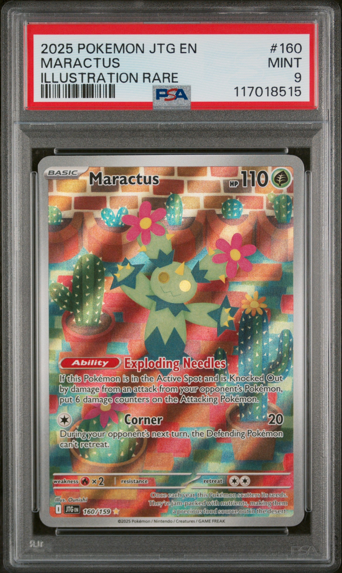 2025 Pokemon #160/159 Maractus Illustration Rare PSA 9