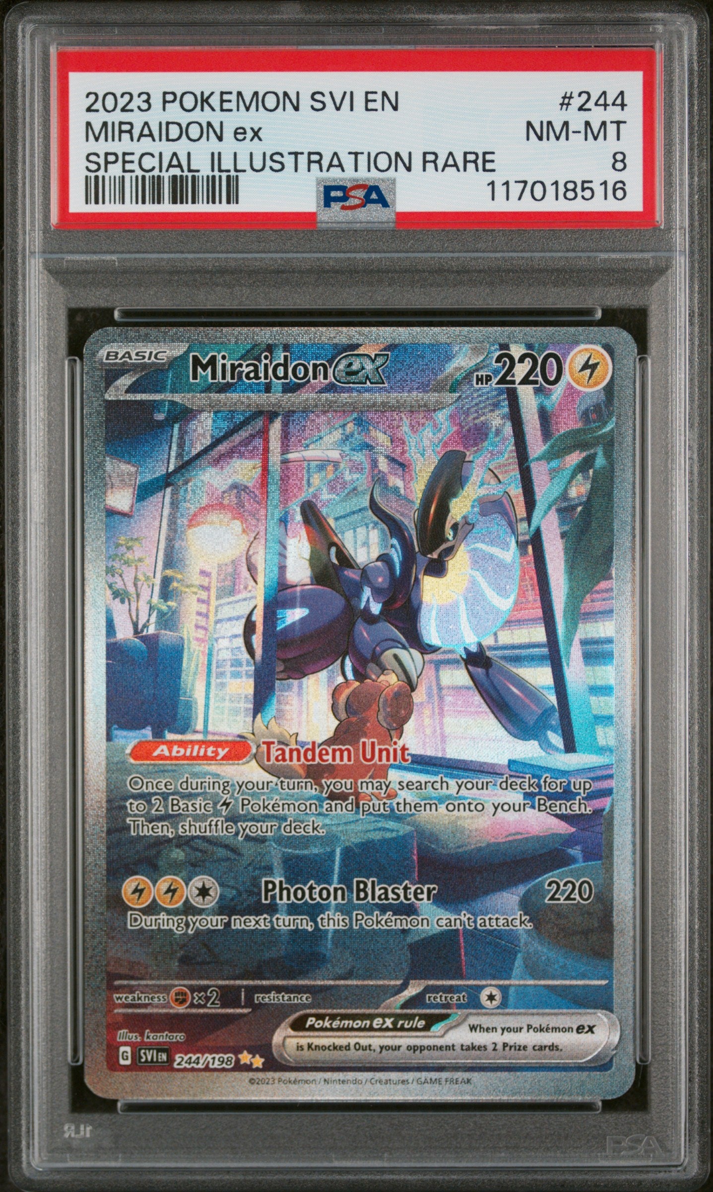 2023 Pokemon #244/198 Miraidon EX Special Illustration Rare PSA 8