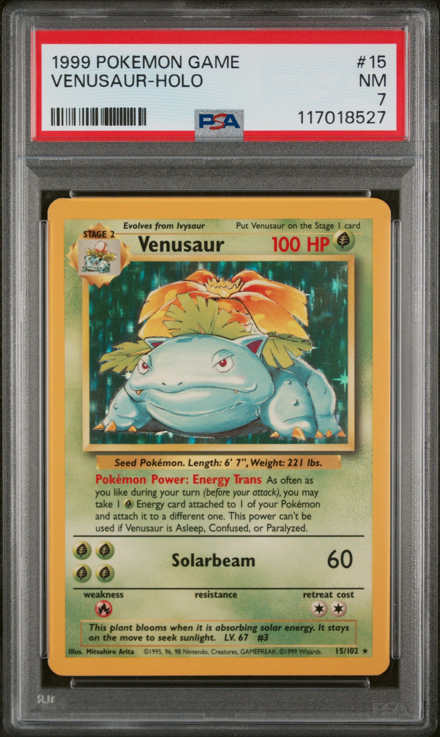 1999 Pokemon #15/102 Venusaur PSA 7