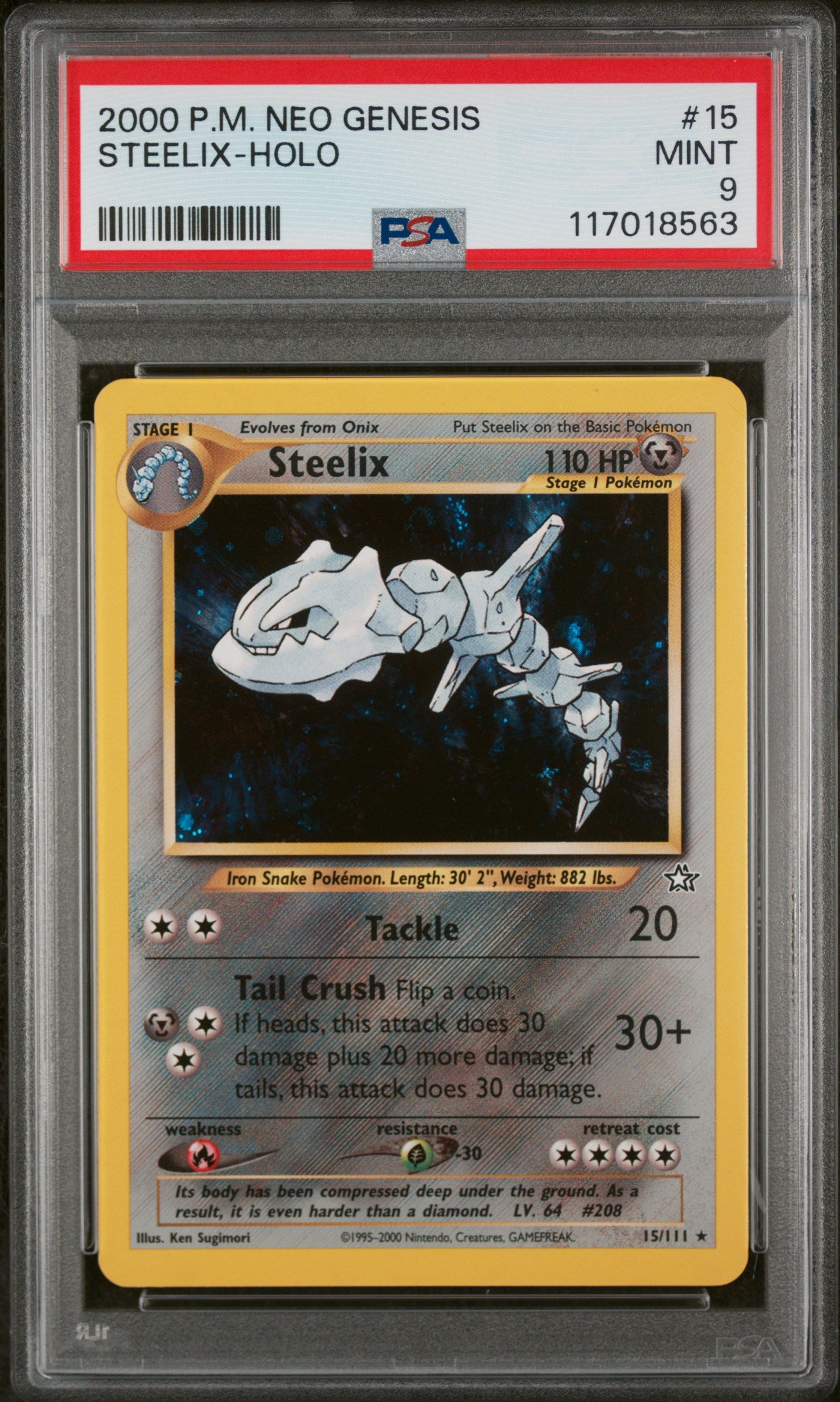 2000 Pokemon Neo Genesis #15/111 Steelix PSA 9