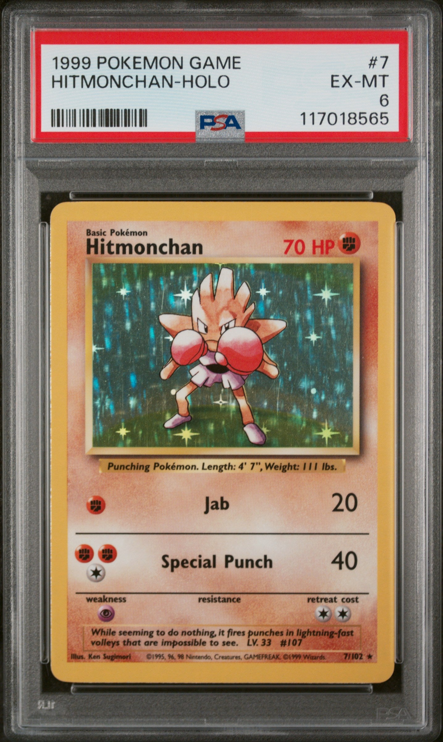1999 Pokemon #7 Hitmonchan PSA 6