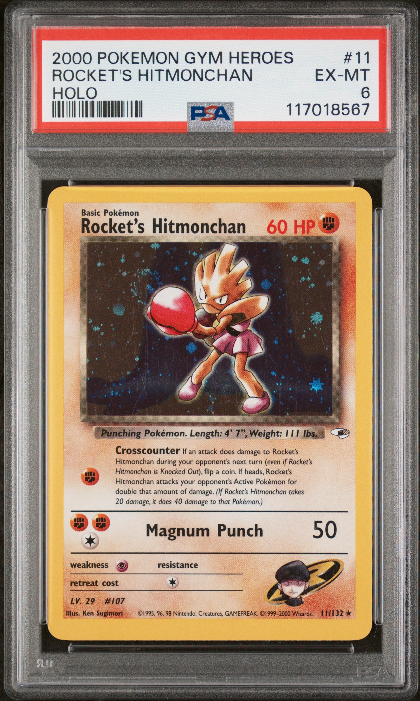2000 Gym Heroes #11 Rocket's Hitmonchan PSA 6