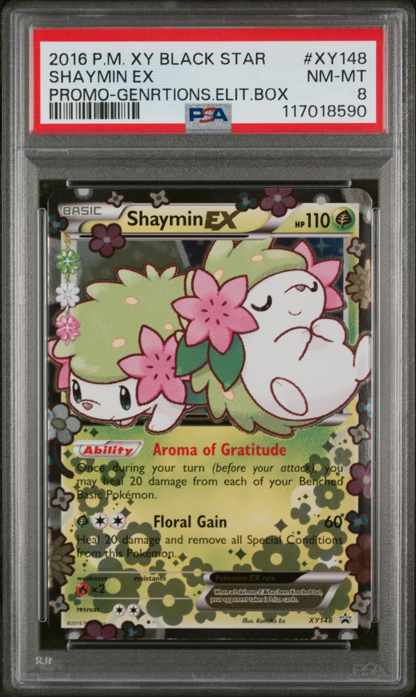 2016 XY Black Star #XY148 Shaymin EX Promo-Generations Elite Box PSA 8