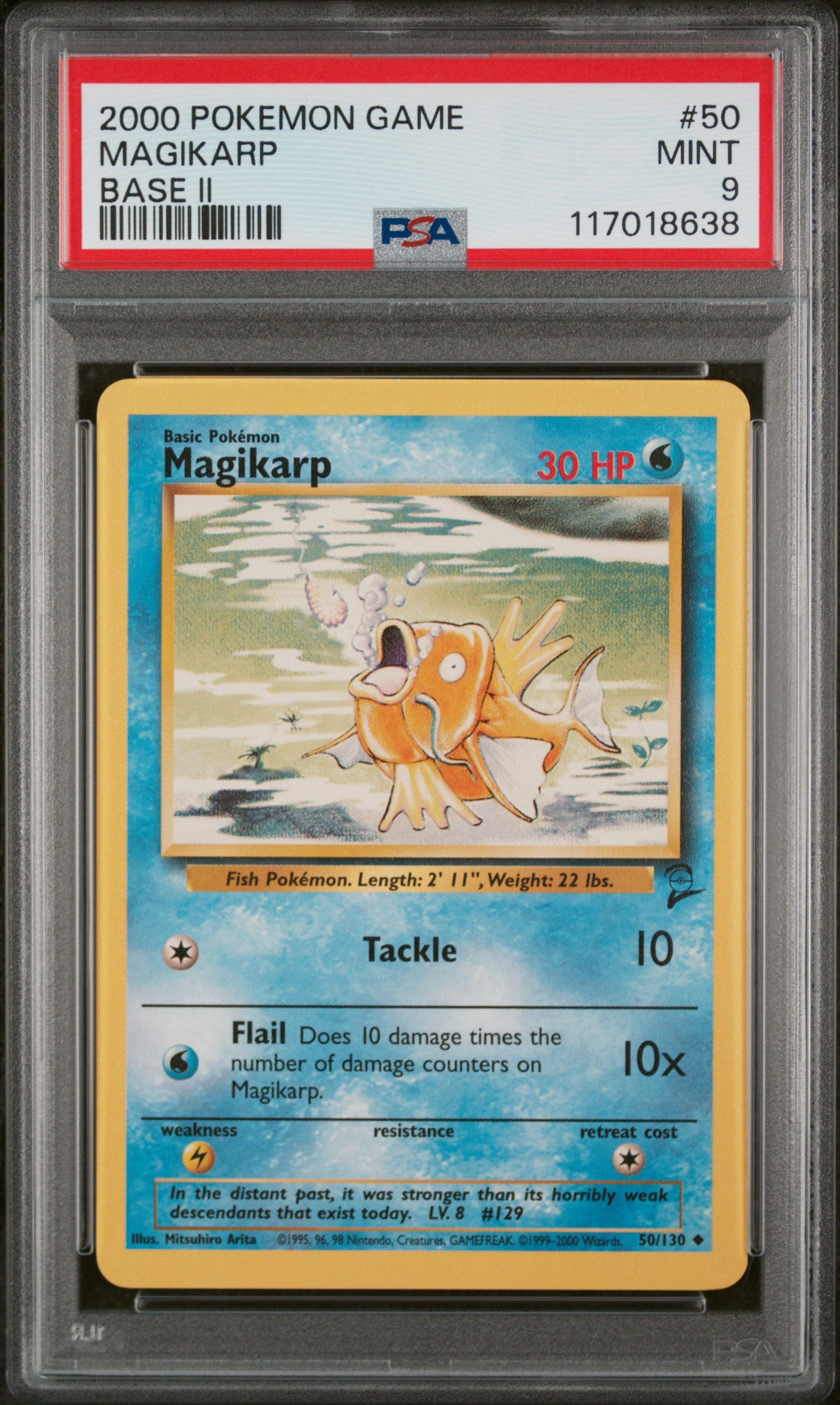 2000 Pokemon #50/130 Magikarp Base Set 2 PSA 9