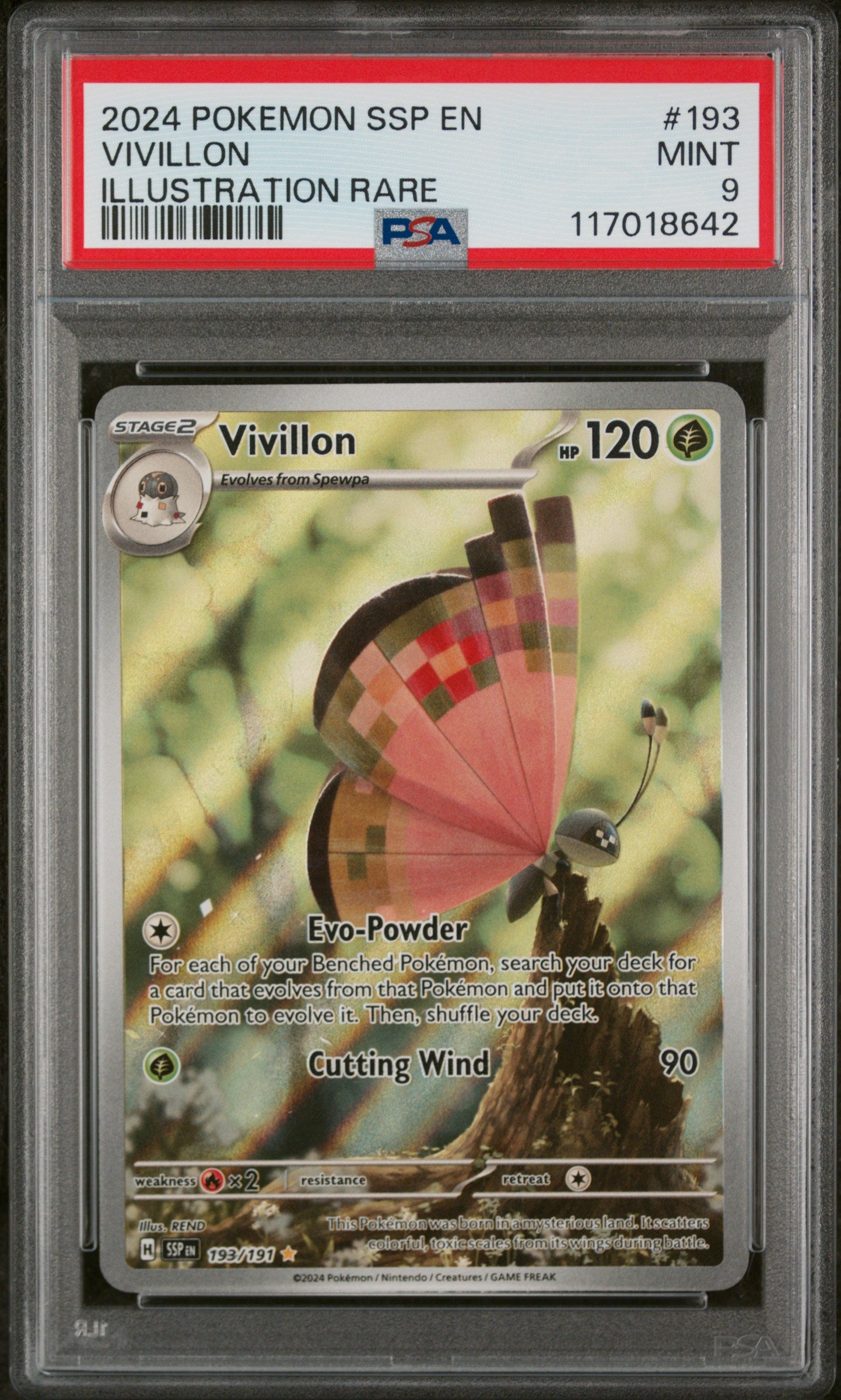 2024 Pokemon #193 Vivillon Illustration Rare PSA 9
