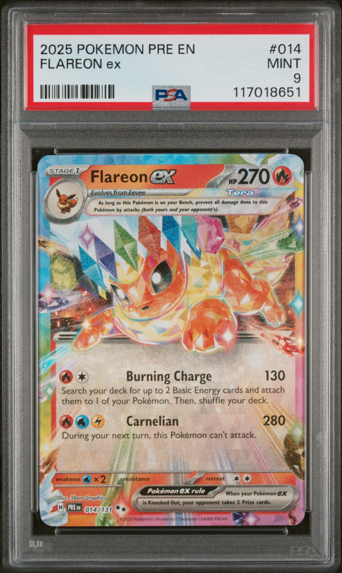 2025 Pokemon #014/131 Flareon Pokemon Pre EN PSA 9