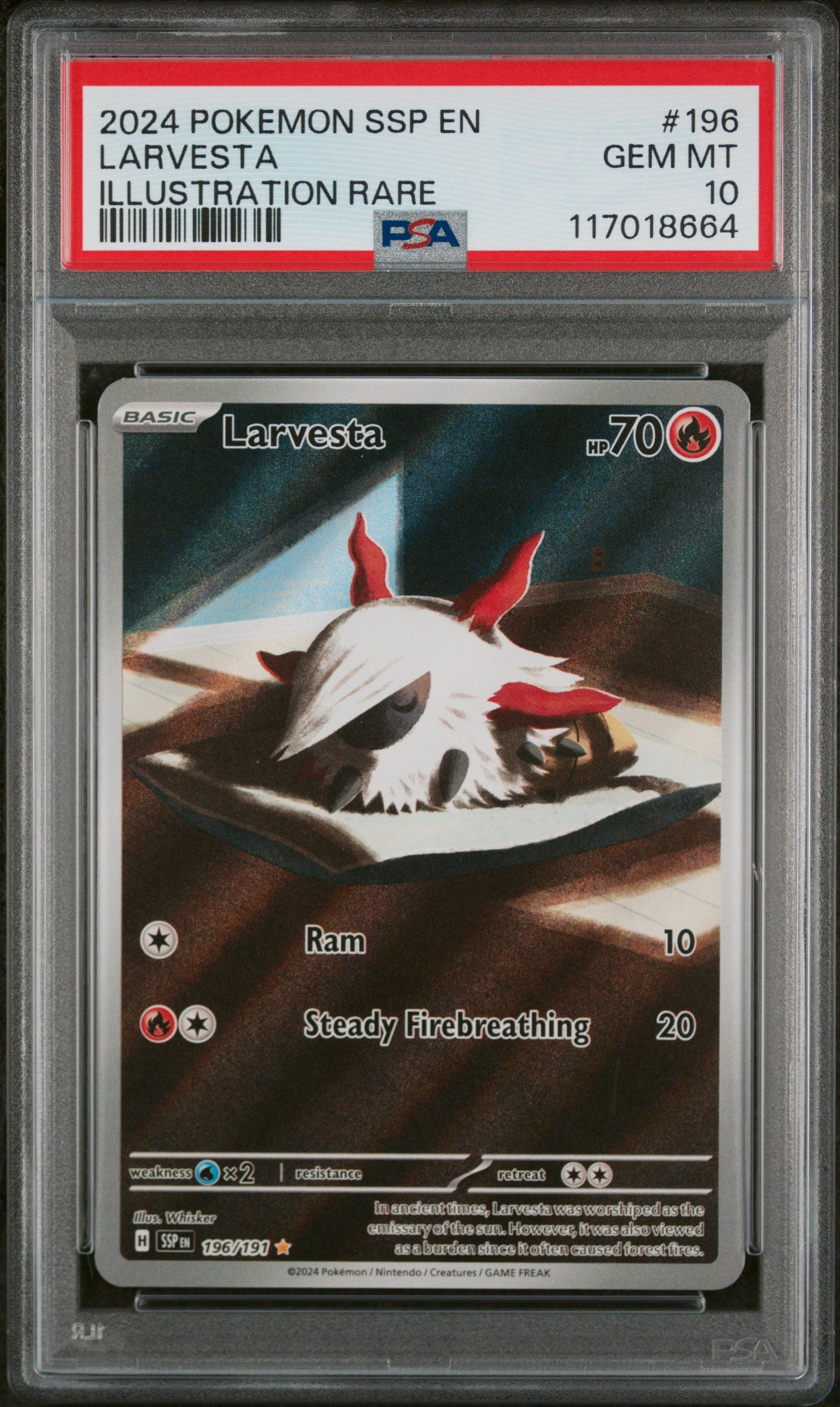 2024 SSP #196/191 Larvesta Illustration Rare PSA 10